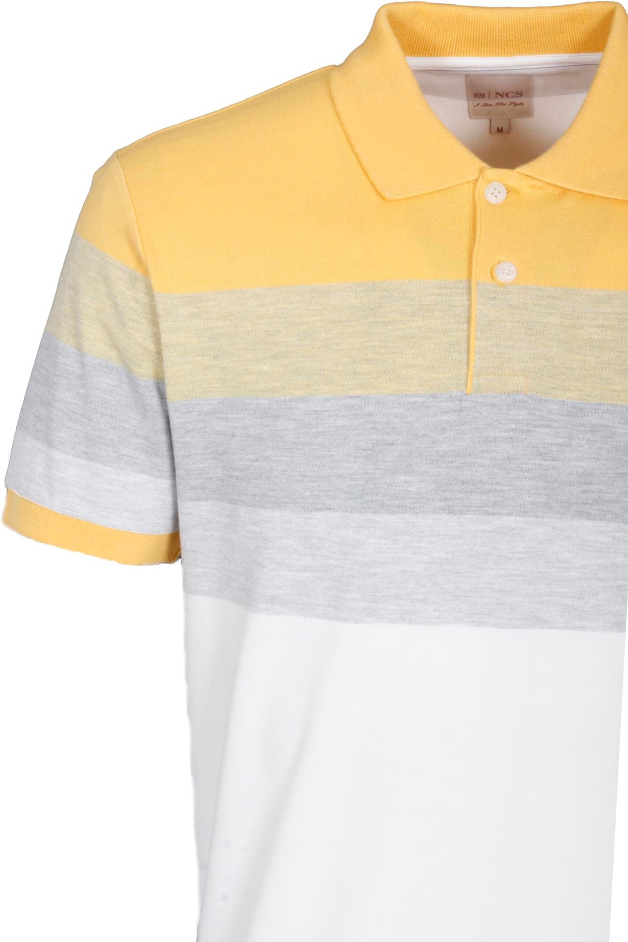 Erkek Polo Yaka Tişört Hardal Slim Fit Ribanalı Kol Pamuklu Desenli %100 Pamuk T-shirt NCS JEANS 1249