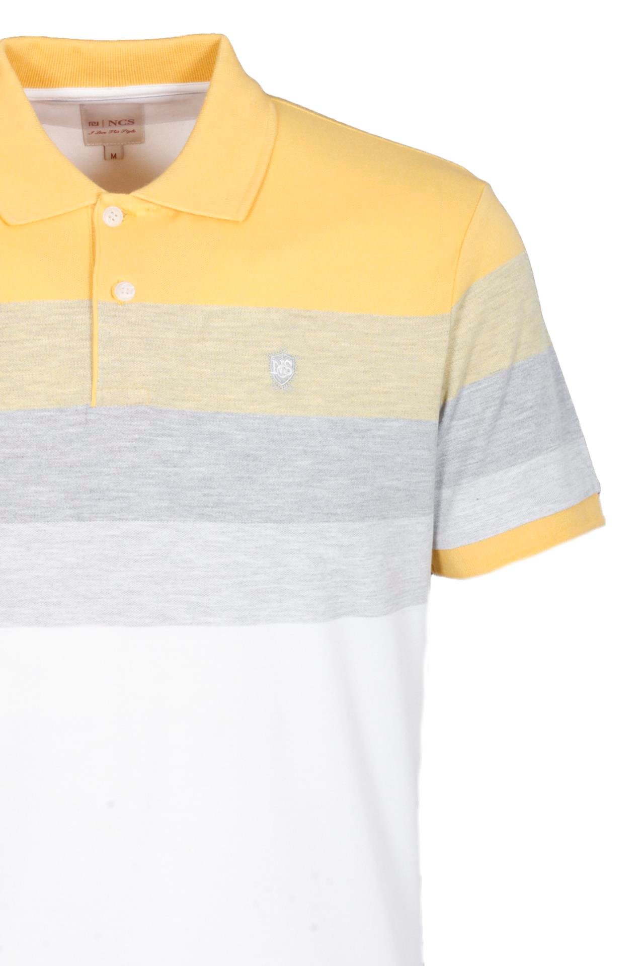 Erkek Polo Yaka Tişört Hardal Slim Fit Ribanalı Kol Pamuklu Desenli %100 Pamuk T-shirt NCS JEANS 1249