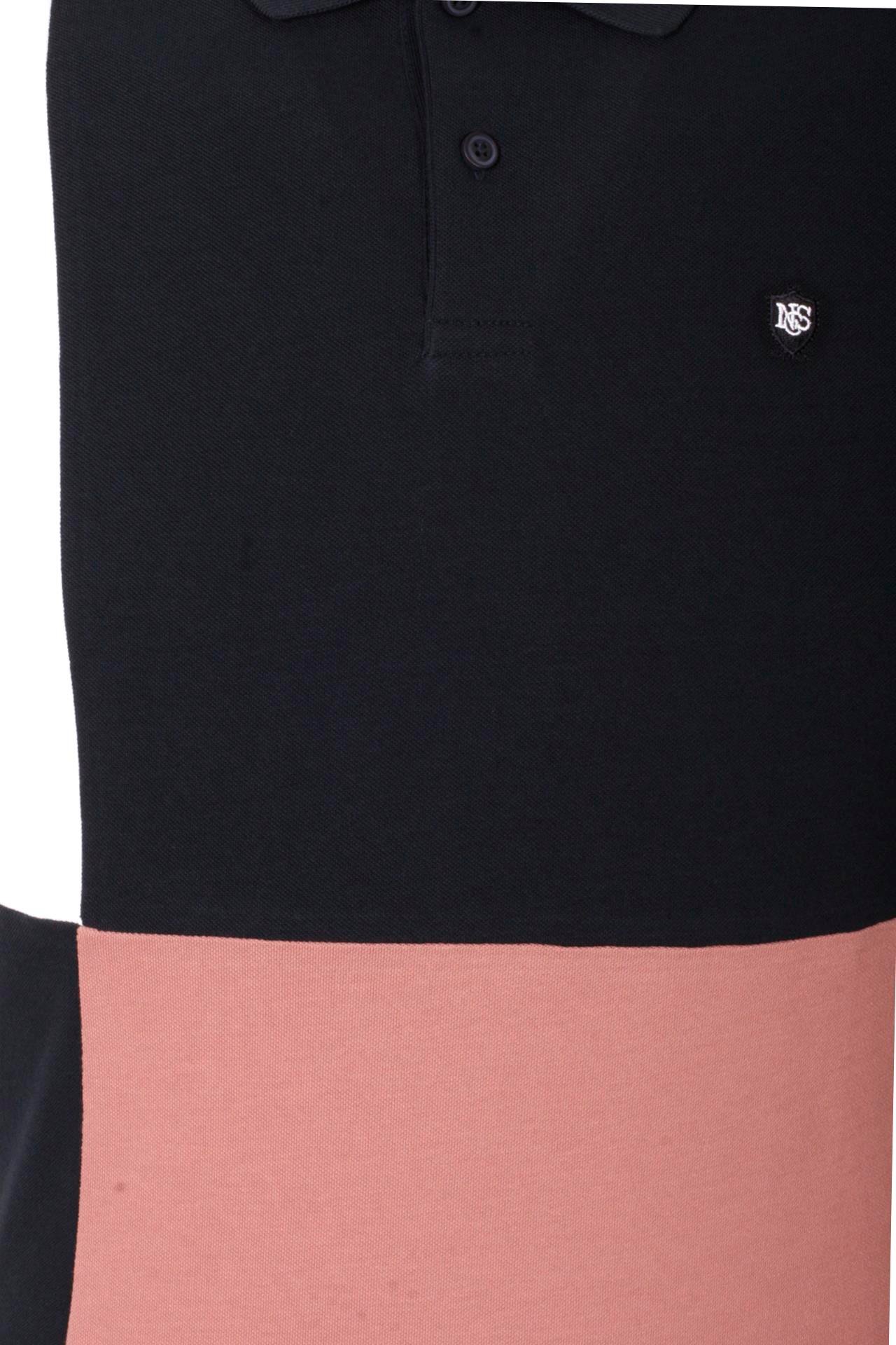 Erkek Polo Yaka Tişört Lacivert %100 Pamuk Slim Fit Ribanalı Kol Garnili T-shirt NCS JEANS 1165