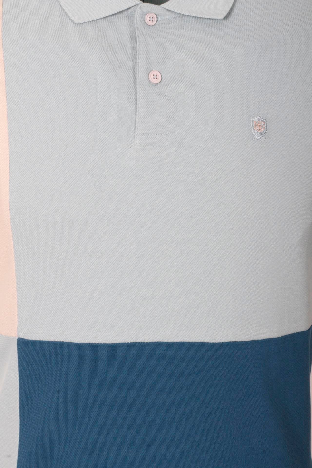 Erkek Polo Yaka Tişört Mavi %100 Pamuk Slim Fit Ribanalı Kol Garnili T-shirt NCS JEANS 1165