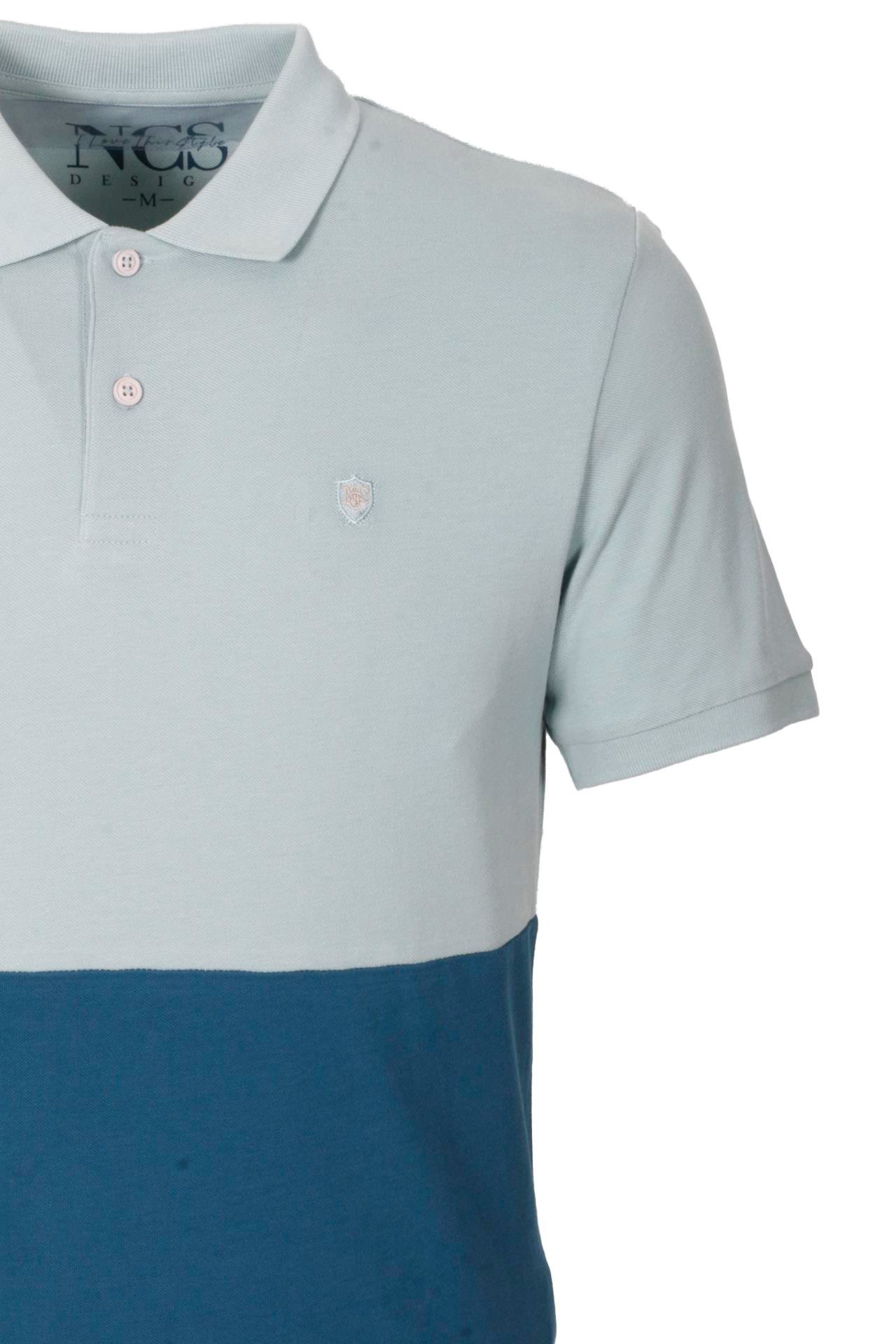 Erkek Polo Yaka Tişört Mavi %100 Pamuk Slim Fit Ribanalı Kol Garnili T-shirt NCS JEANS 1165