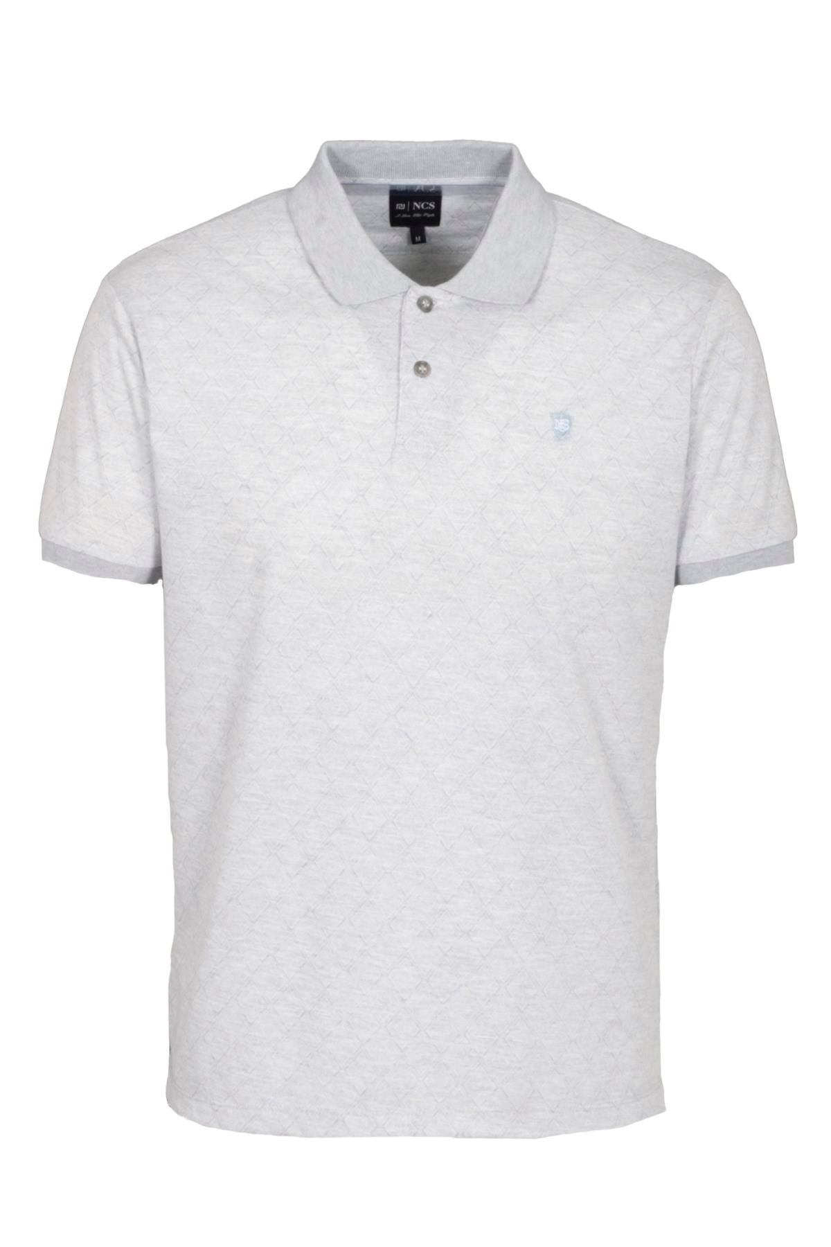 Erkek Polo Yaka Tişört Mavi Dokulu %100 Pamuk Slim Fit Ribanalı Kol T-shirt NCS JEANS 1250