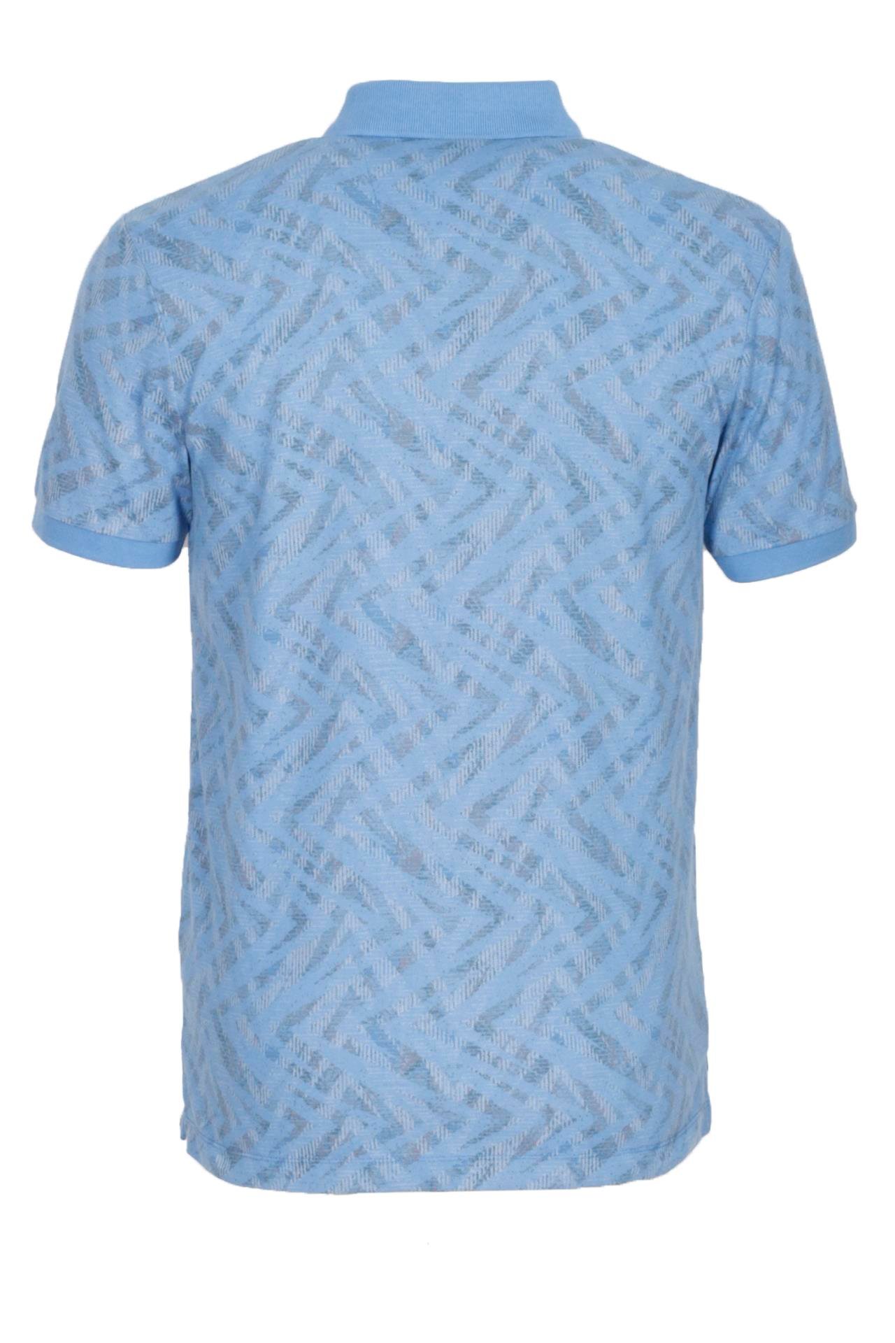 Erkek Polo Yaka Tişört Mavi Slim Fit Ribanalı Kol Pamuklu Baskılı T-shirt NCS JEANS 1254