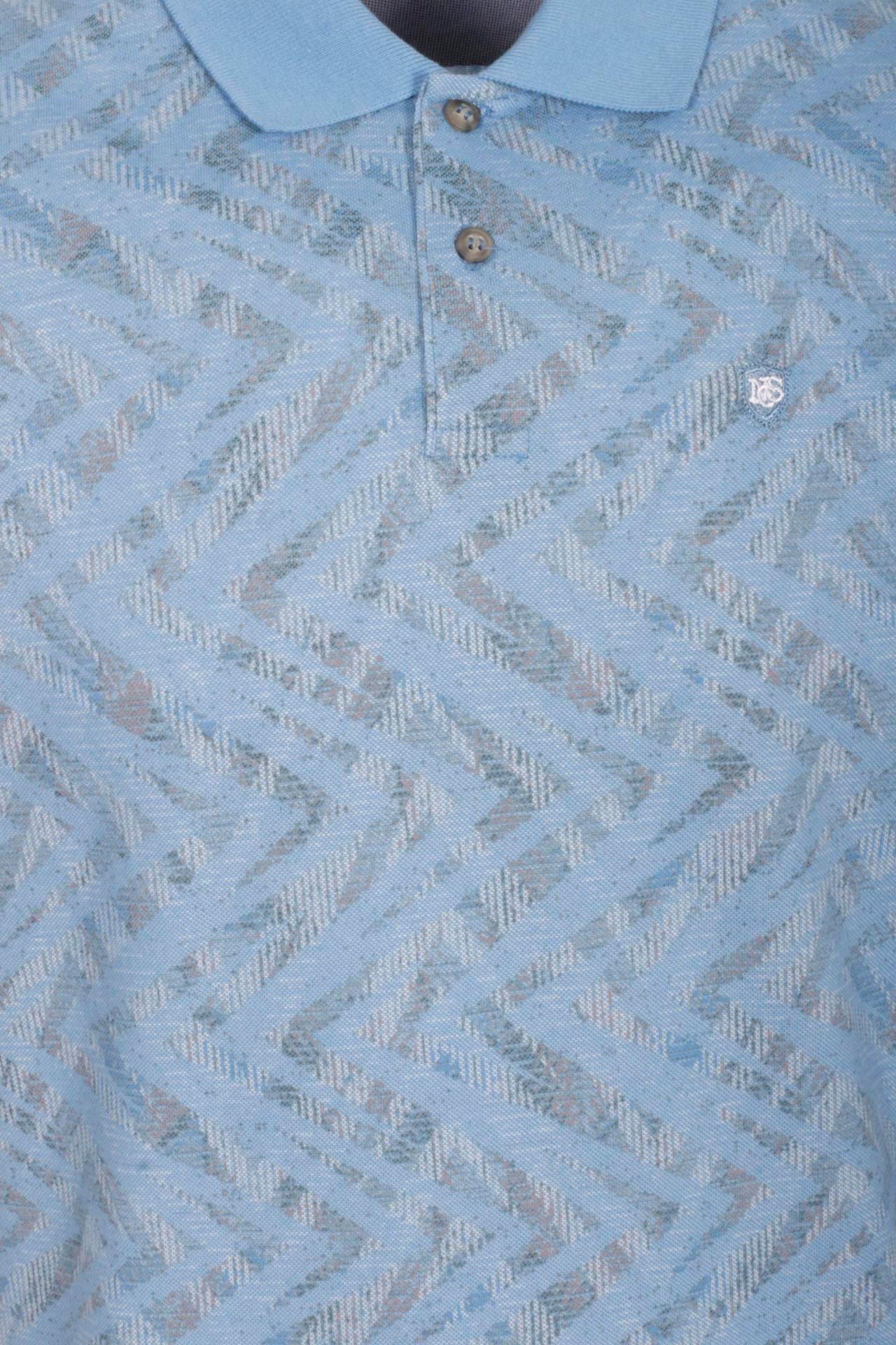 Erkek Polo Yaka Tişört Mavi Slim Fit Ribanalı Kol Pamuklu Baskılı T-shirt NCS JEANS 1254