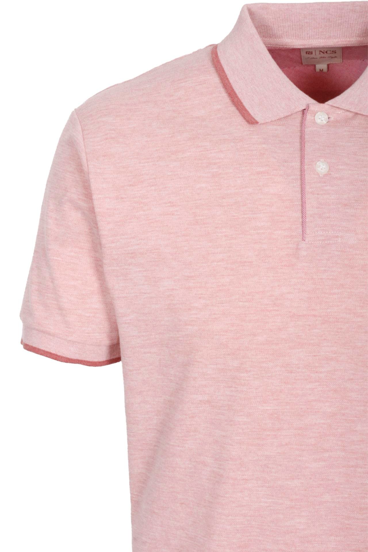 Erkek Polo Yaka Tişört Nar Çiçeği %100 Pamuk Slim Fit Ribanalı Kol T-shirt NCS JEANS 1245