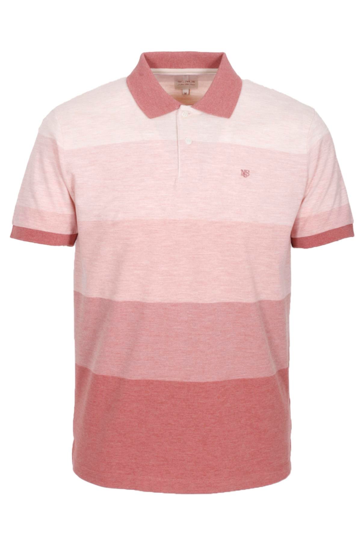 Erkek Polo Yaka Tişört Nar Çiçeği %100 Pamuk Slim Fit Ribanalı Kol Baskılı T-shirt NCS JEANS 1248