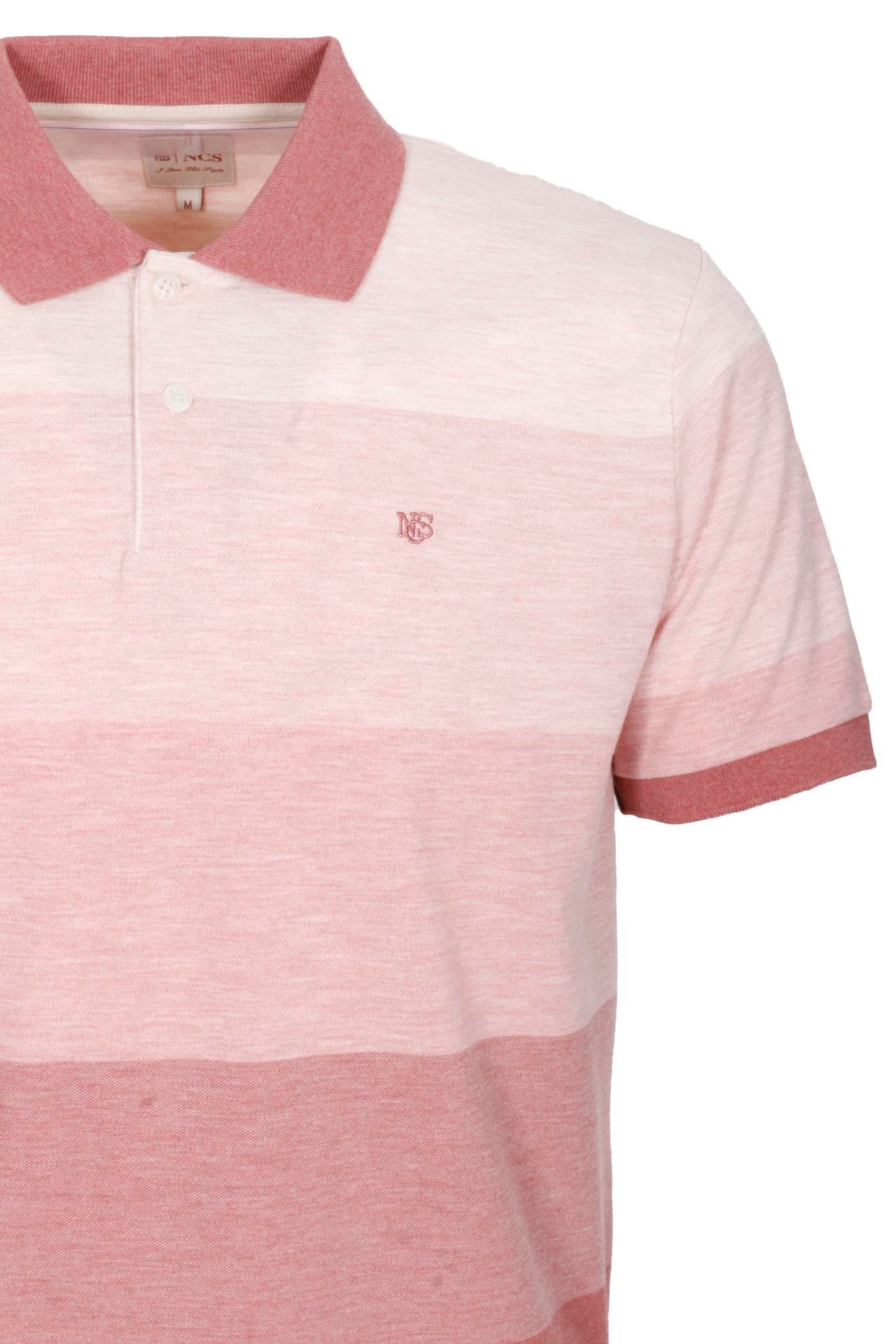 Erkek Polo Yaka Tişört Nar Çiçeği %100 Pamuk Slim Fit Ribanalı Kol Baskılı T-shirt NCS JEANS 1248