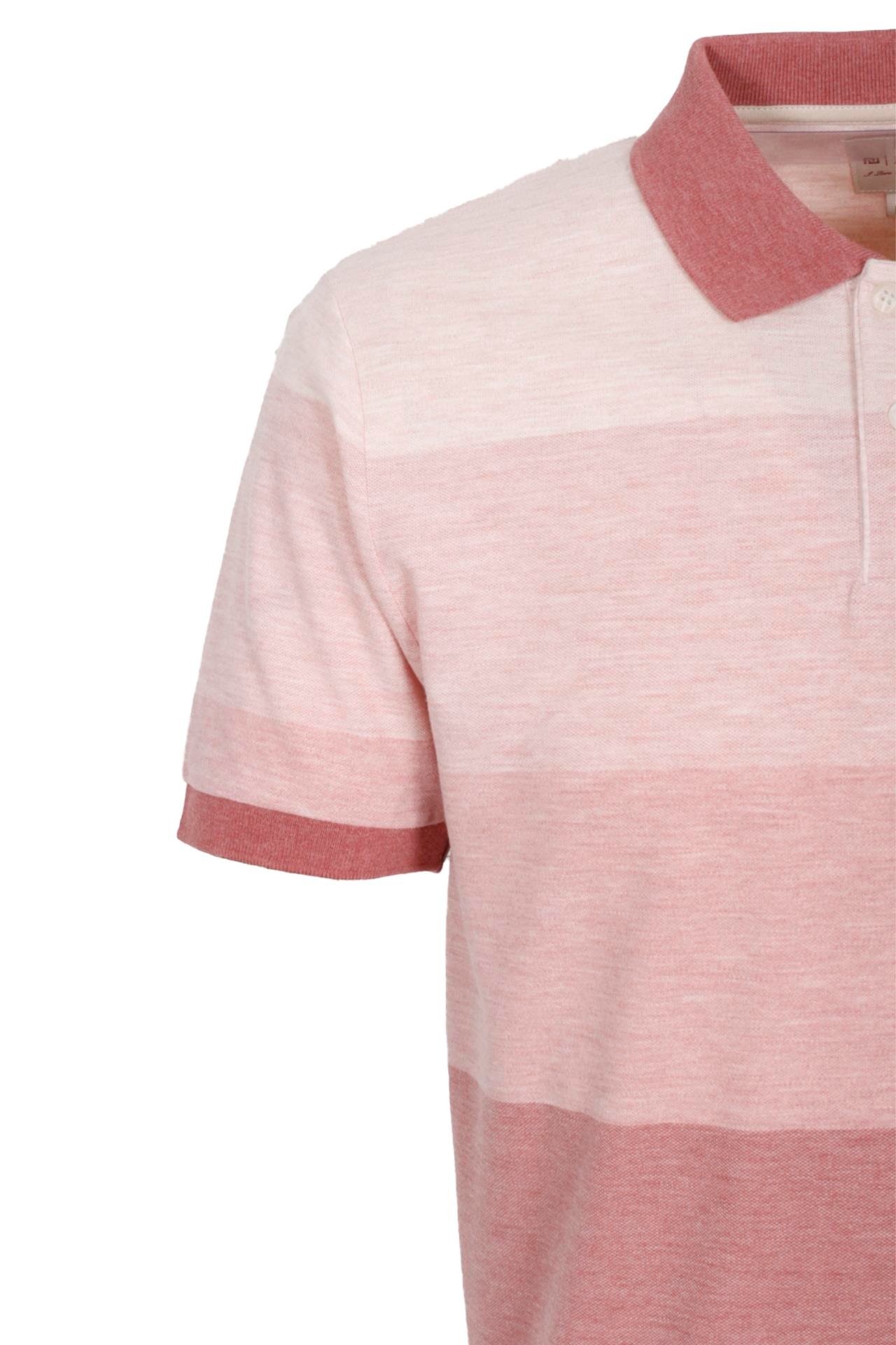 Erkek Polo Yaka Tişört Nar Çiçeği %100 Pamuk Slim Fit Ribanalı Kol Baskılı T-shirt NCS JEANS 1248