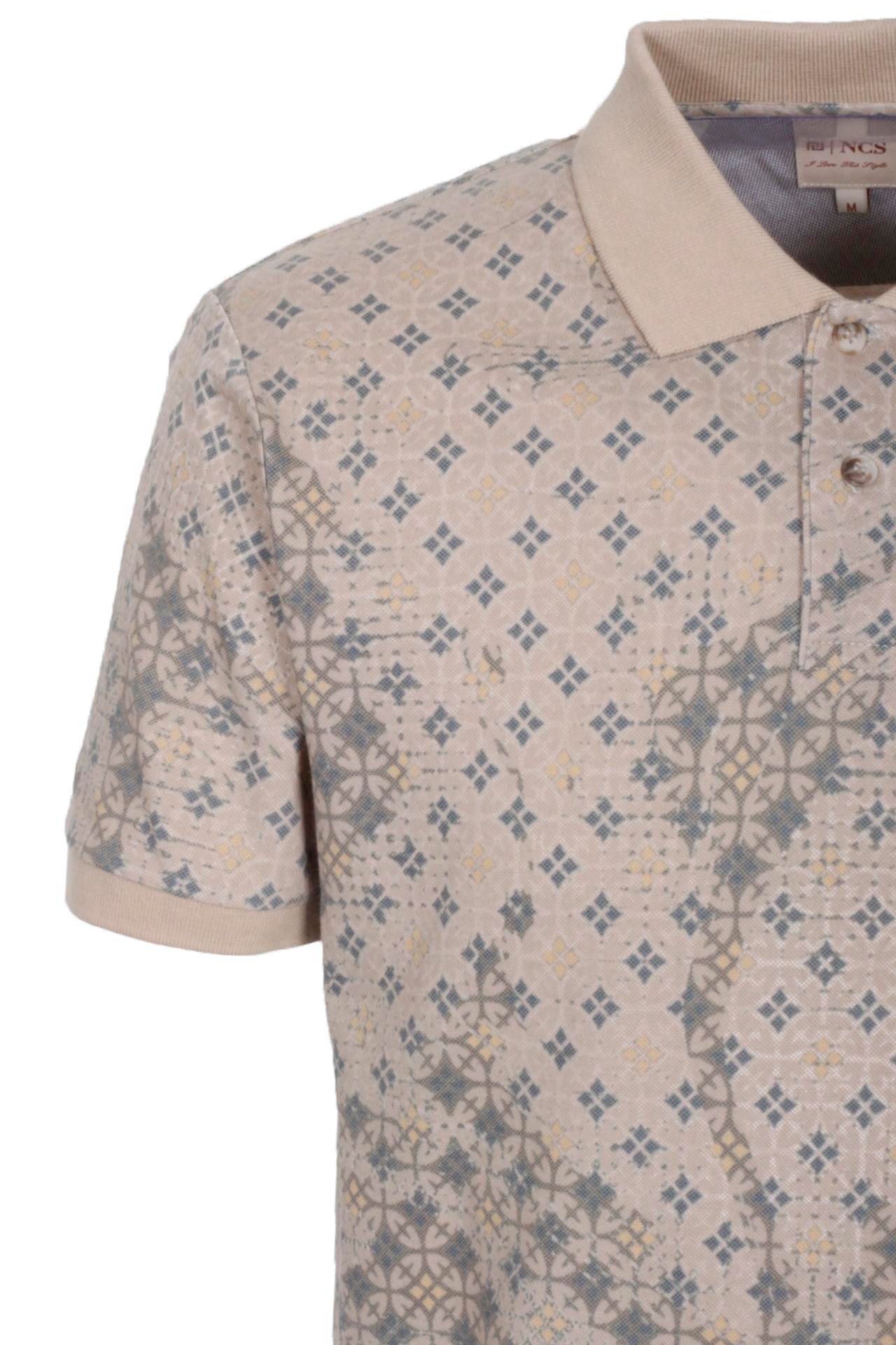 Erkek Polo Yaka Tişört Vizon Slim Fit Ribanalı Kol Pamuklu Baskılı T-shirt NCS JEANS 1252