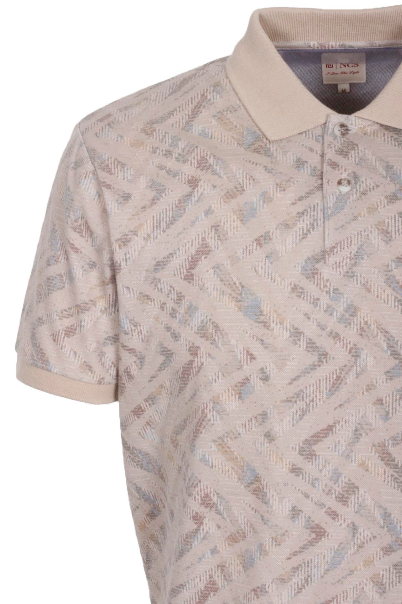 Erkek Polo Yaka Tişört Vizon Slim Fit Ribanalı Kol Pamuklu Baskılı T-shirt NCS JEANS 1254