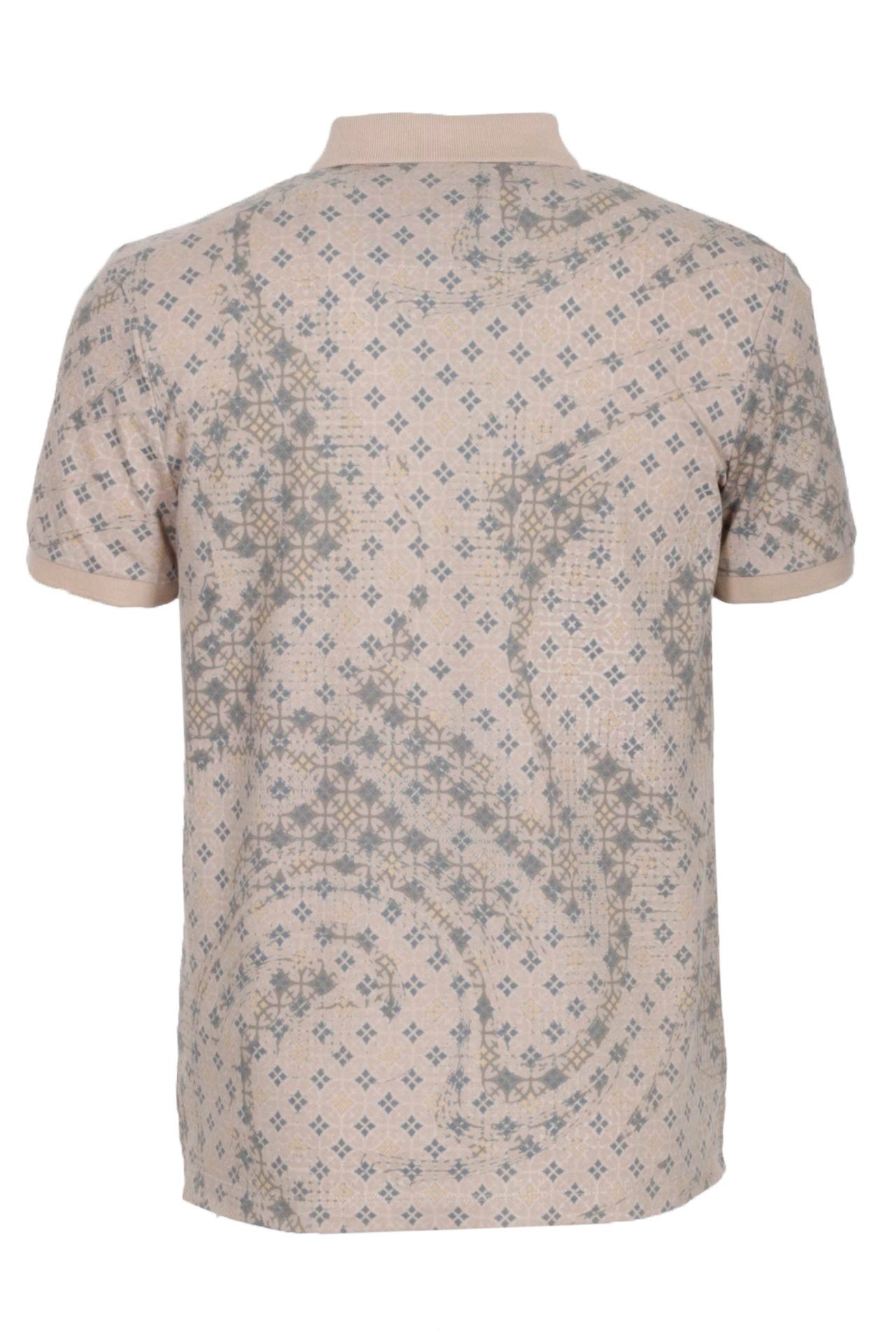 Erkek Polo Yaka Tişört Vizon Slim Fit Ribanalı Kol Pamuklu Baskılı T-shirt NCS JEANS 1252