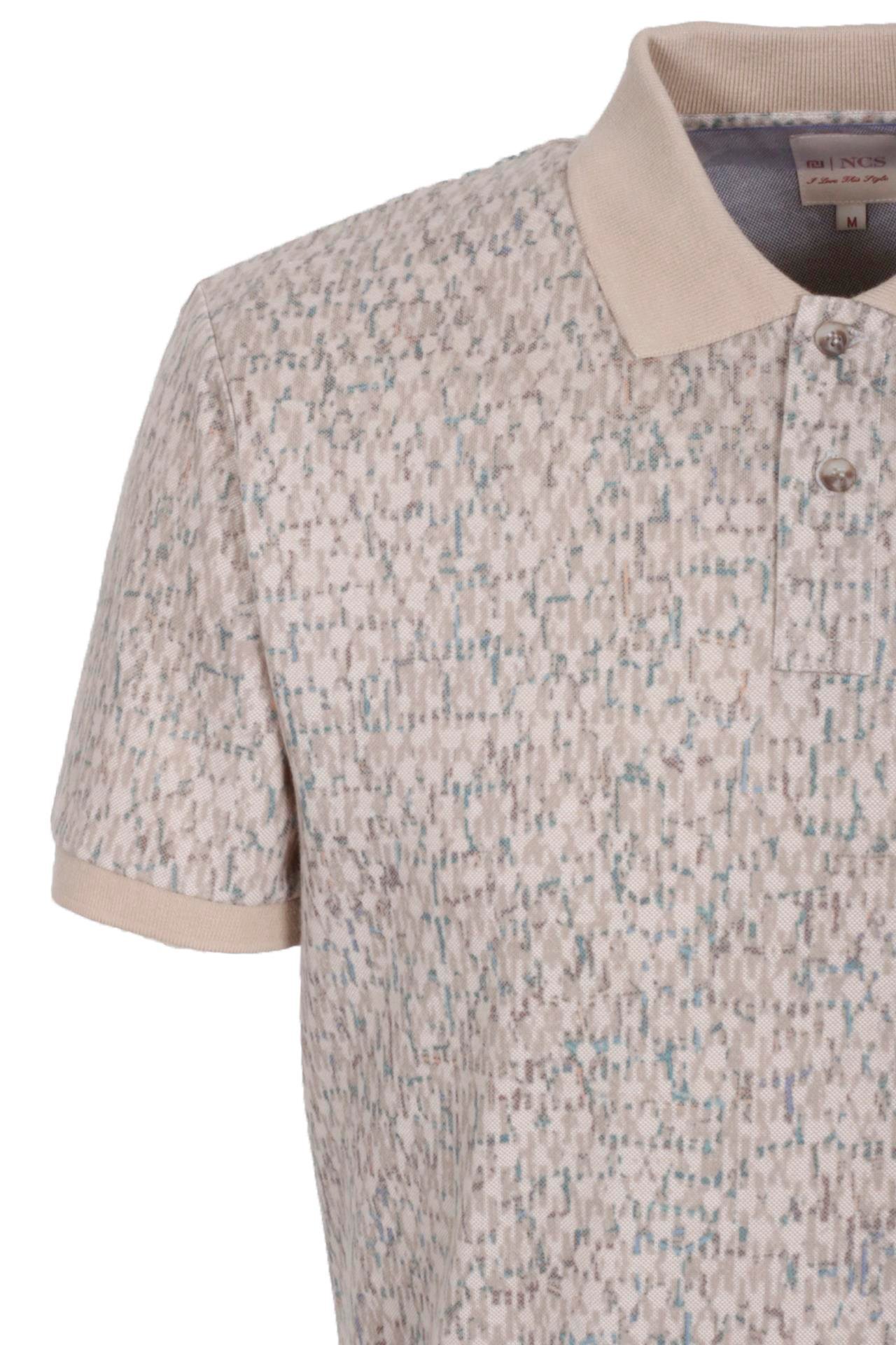 Erkek Polo Yaka Tişört Vizon Slim Fit Ribanalı Kol Pamuklu Baskılı T-shirt NCS JEANS 1253