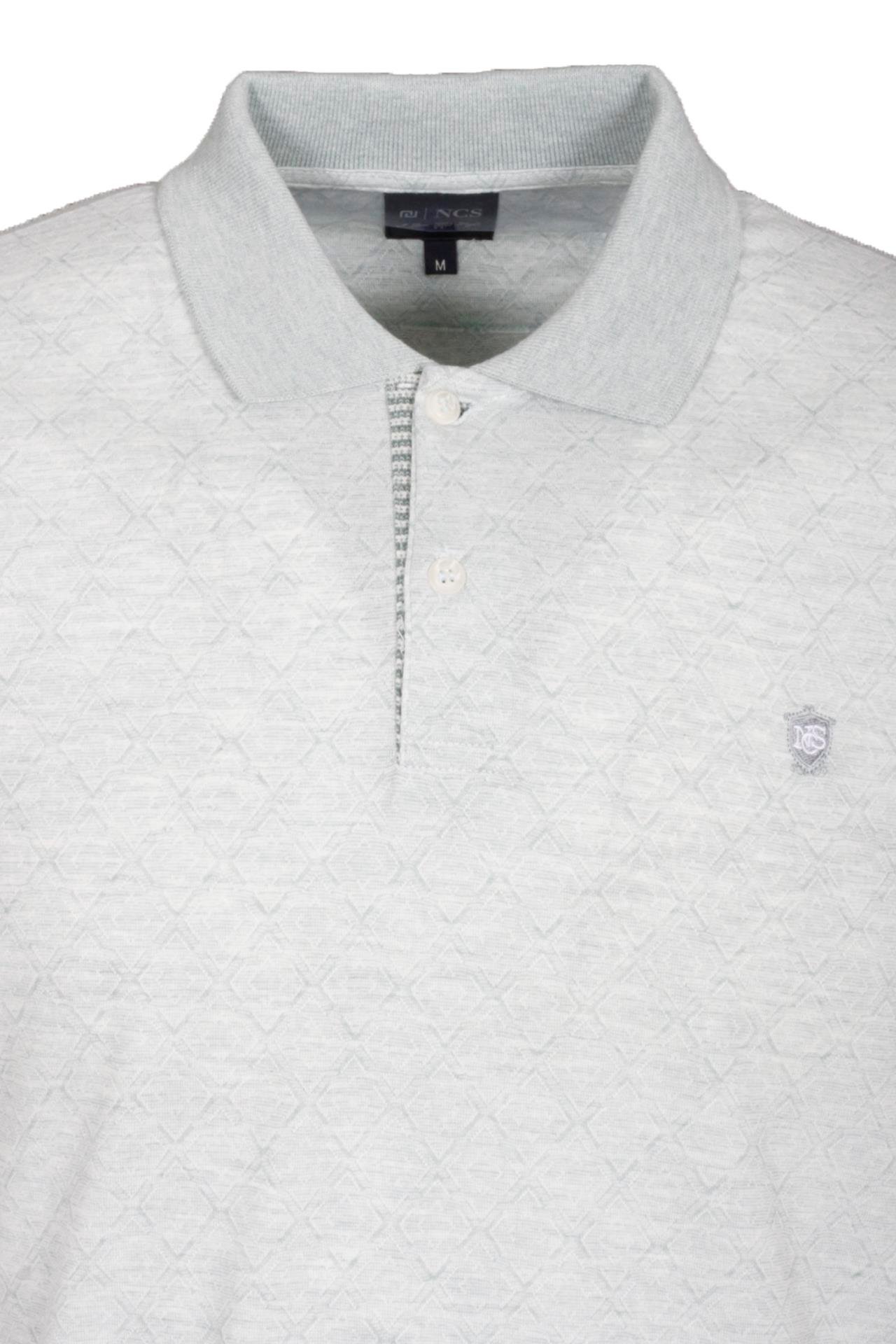 Erkek Polo Yaka Tişört Yeşil Dokulu %100 Pamuk Slim Fit Ribanalı Kol T-shirt NCS JEANS 1250