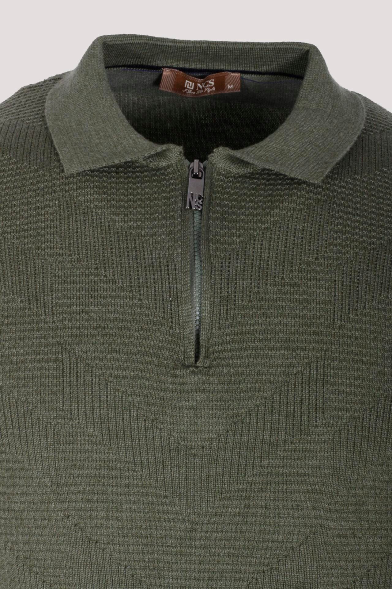 Erkek Polo Yaka Triko Hakimelanj Slim Fit Yarım Fermuarlı Balık Sırt Desenli Pamuklu Kazak NCS JEANS 3006