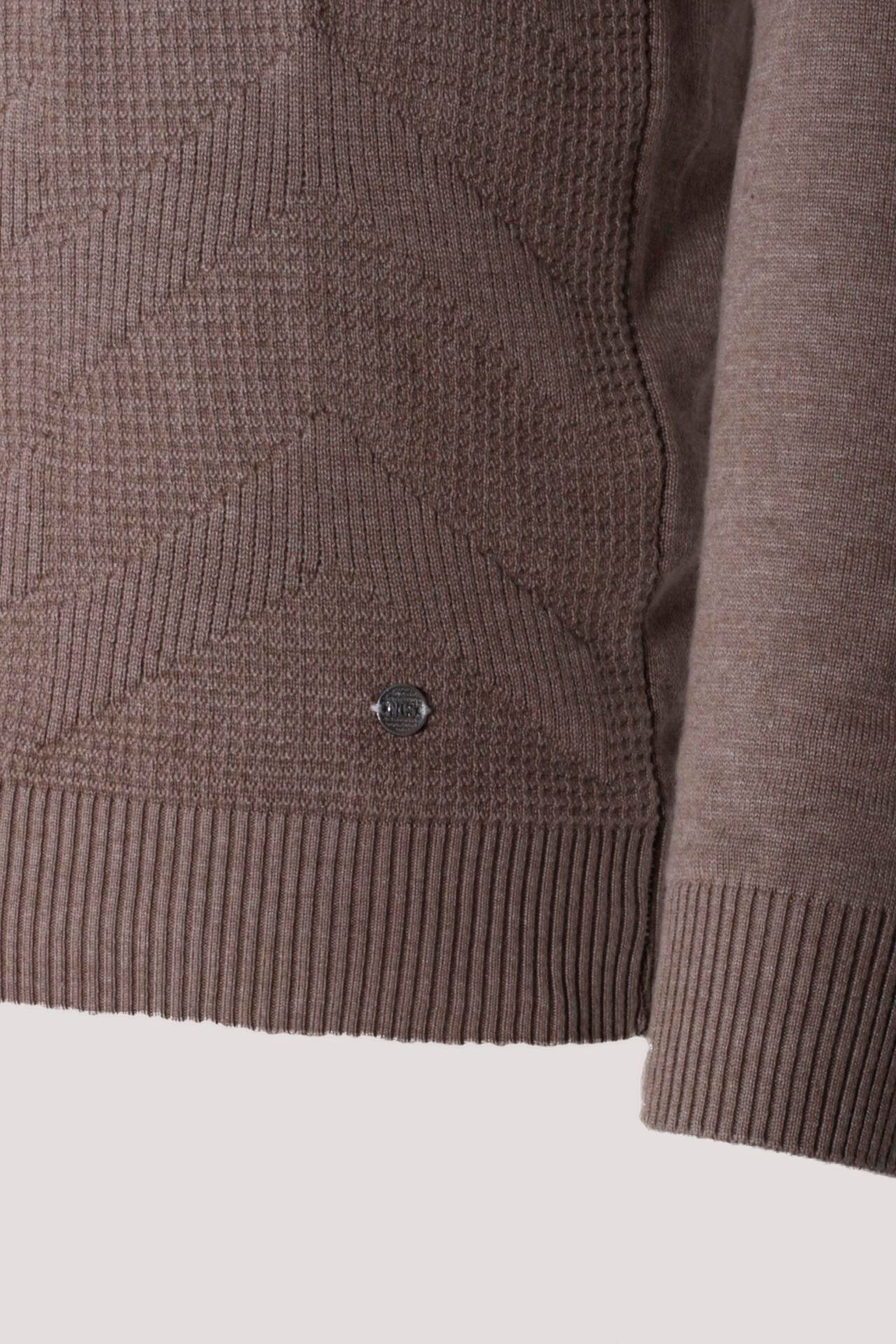 Erkek Polo Yaka Triko Vizonmelanj  Slim Fit Yarım Fermuarlı Balık Sırt Desenli Pamuklu Kazak NCS JEANS 3006