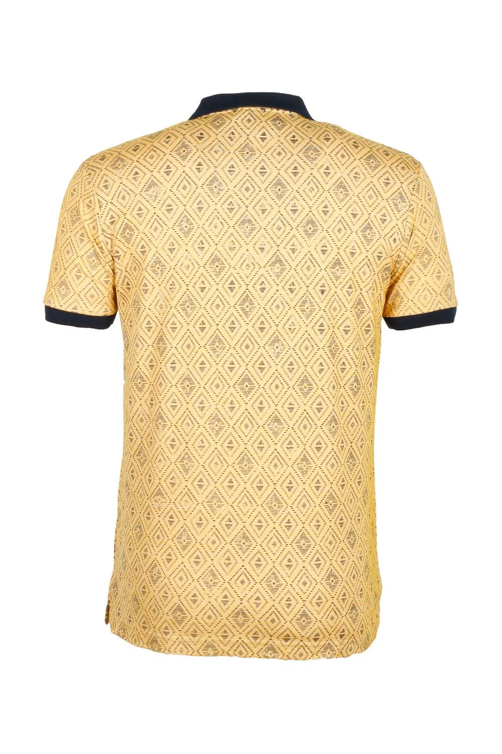 Erkek Sarı Baskılı Slim Fit Dar Kesim Polo Yaka %100 Pamuk T-shirt Ncs Jeans 1989