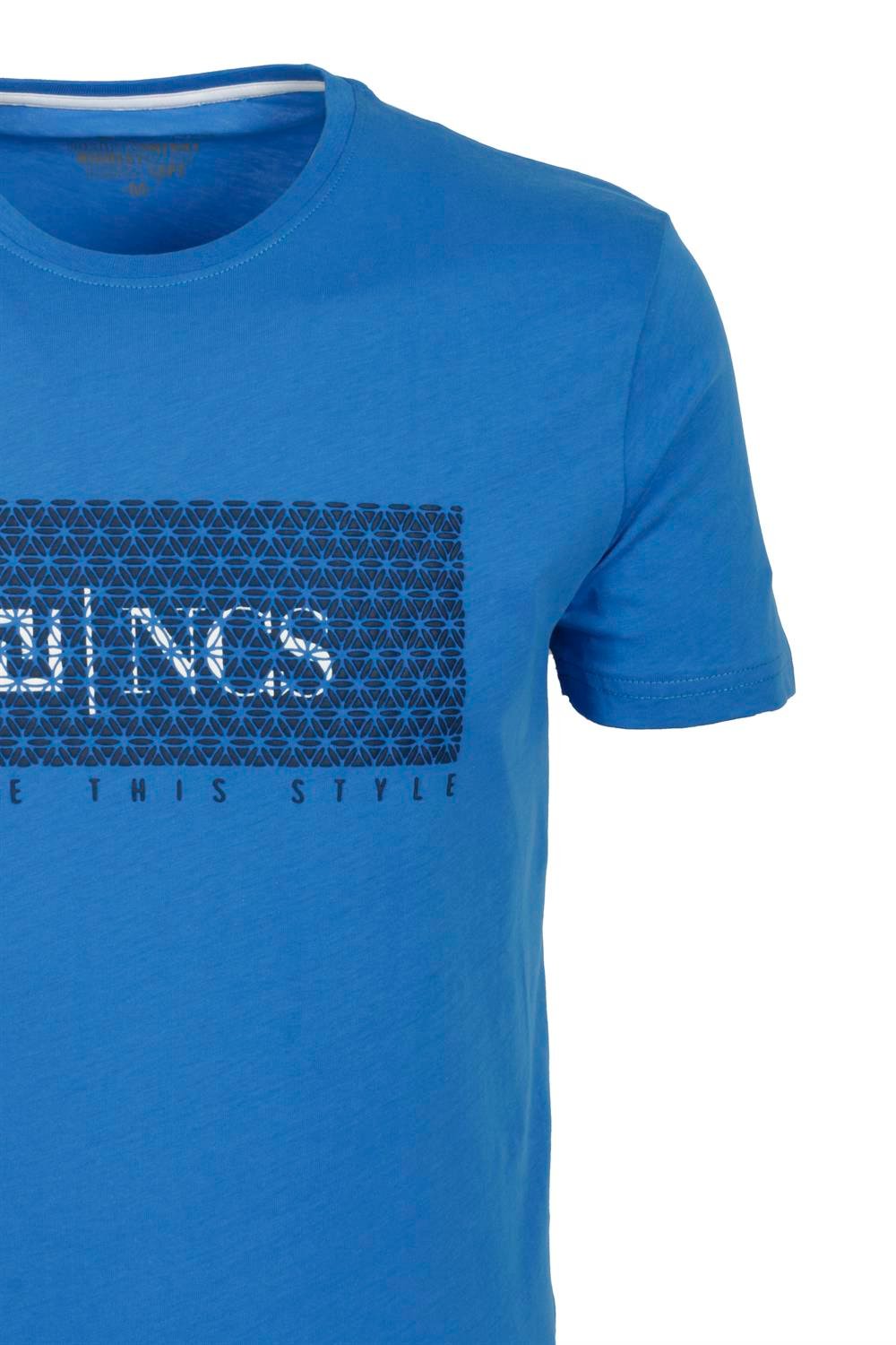 Erkek Sax Yüksek Baskı Slim Fit Bisiklet Yaka Baskılı %100 Pamuk T-shirt Jeans 1925 