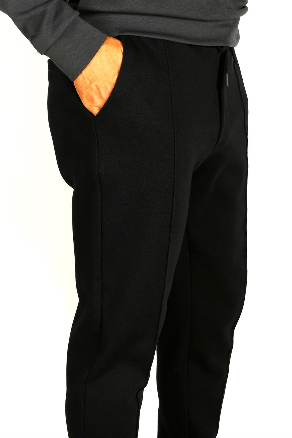 Erkek Siyah Bel İpli Slim Fit Yan Cepli Armürlü Jogger Pantolon NCS JEANS 1642