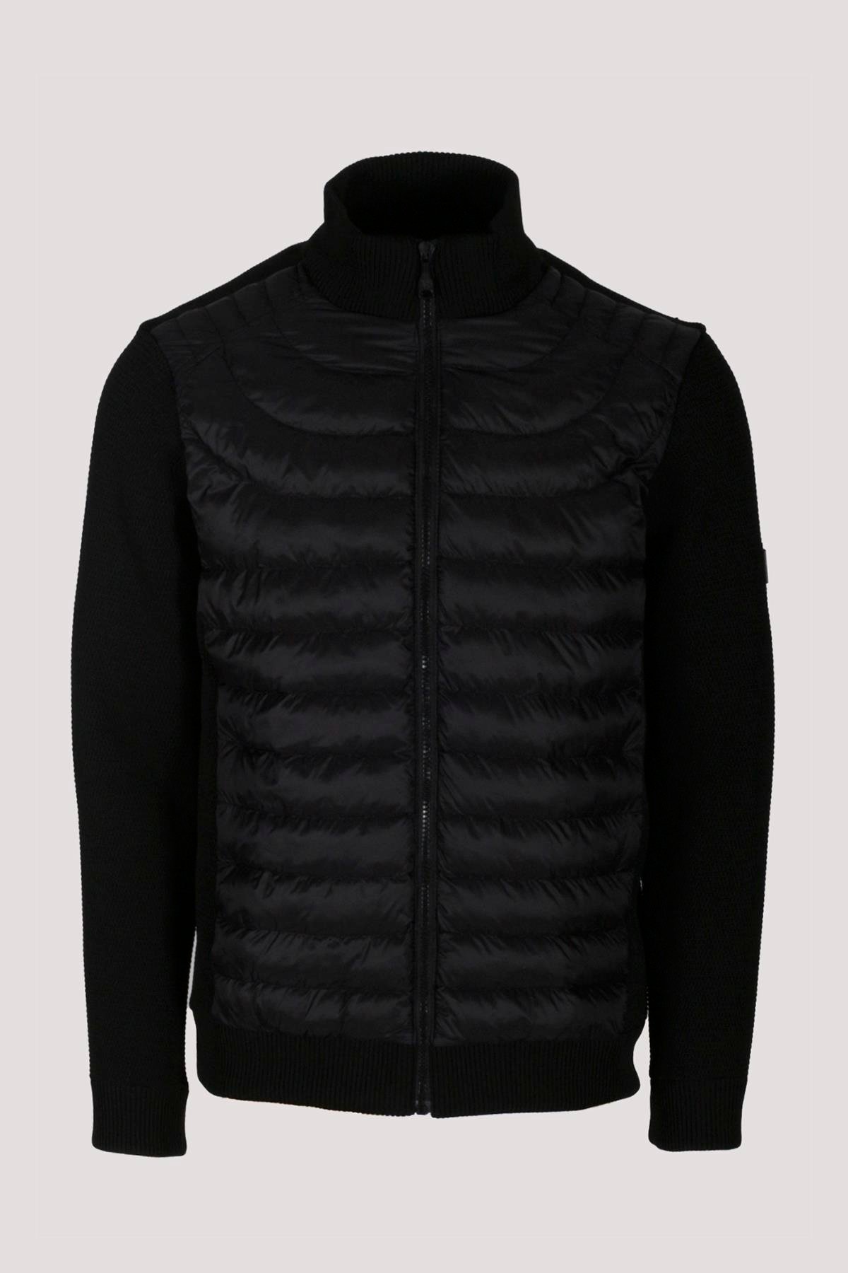 Erkek Siyah Zırh Örme Hırka Fermuarlı Dik Yaka Slim Fit İnce Astarlı Mevsimlik Cardigan NCS JEANS 4517