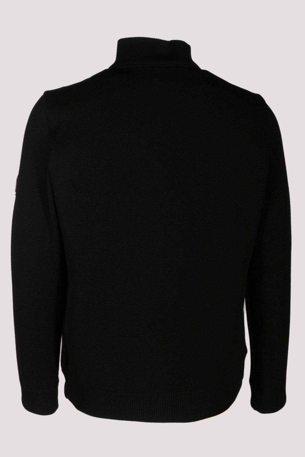 Erkek Siyah Zırh Örme Hırka Fermuarlı Dik Yaka Slim Fit İnce Astarlı Mevsimlik Cardigan NCS JEANS 4517