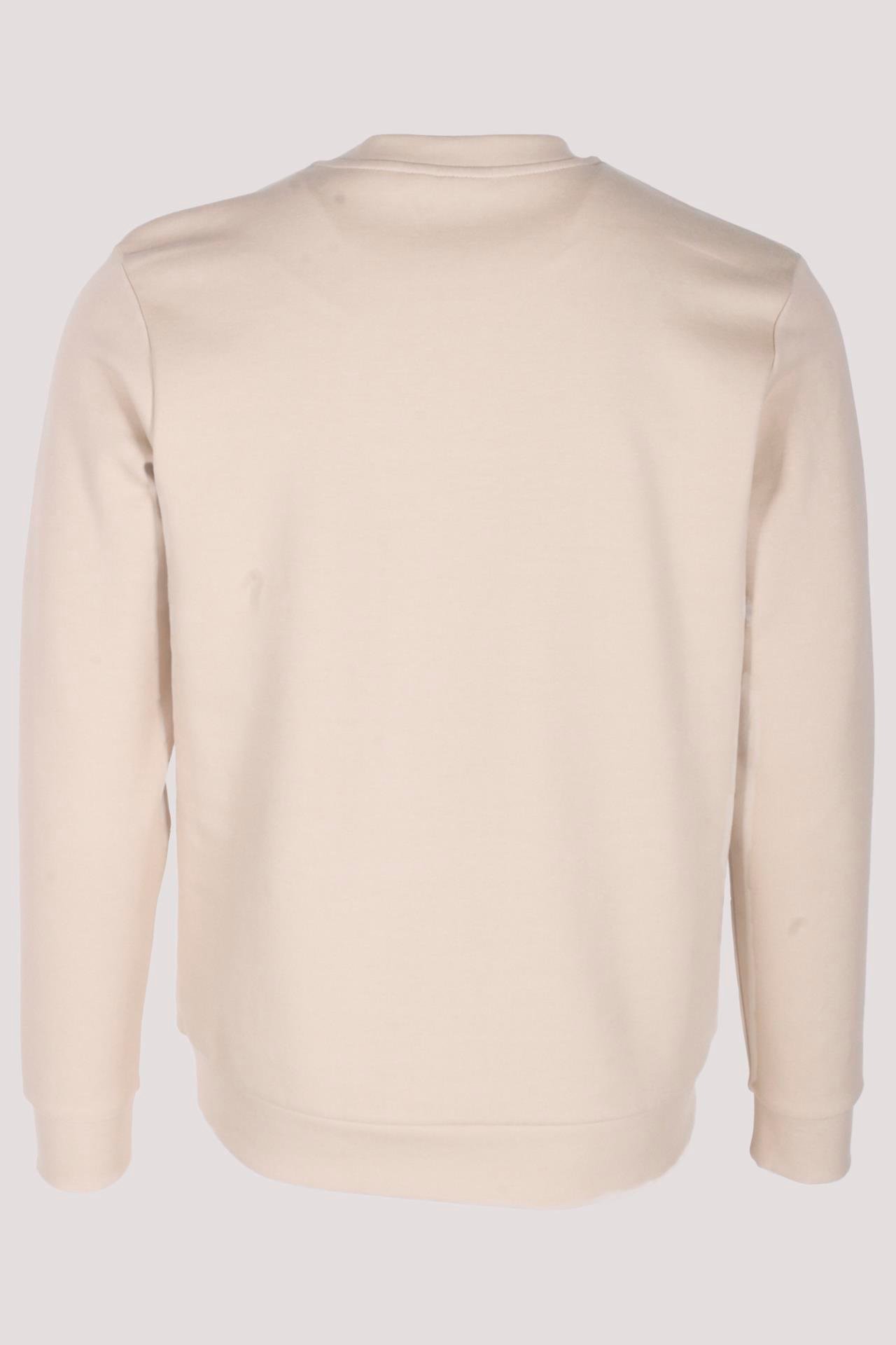 Erkek Sweatshirt Bej Relaxed Fit Double Face N Aplike Sargı Nakış Logo Detaylı Crewneck NCS JEANS 1649