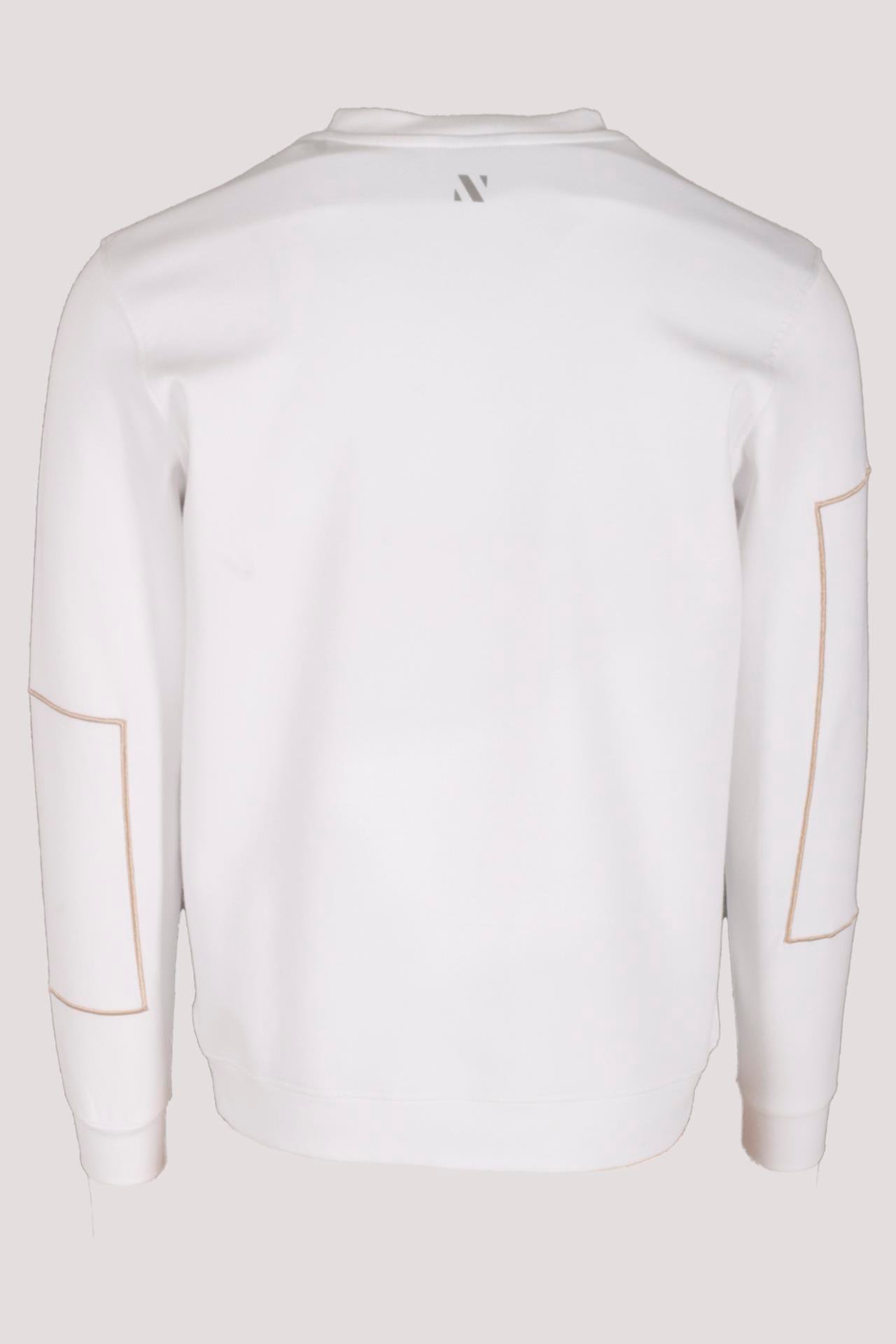 Erkek Sweatshirt Beyaz Bisiklet Yaka Relax Fit Nakış Detaylı Double Face Pamuk Sweat NCS JEANS 1618