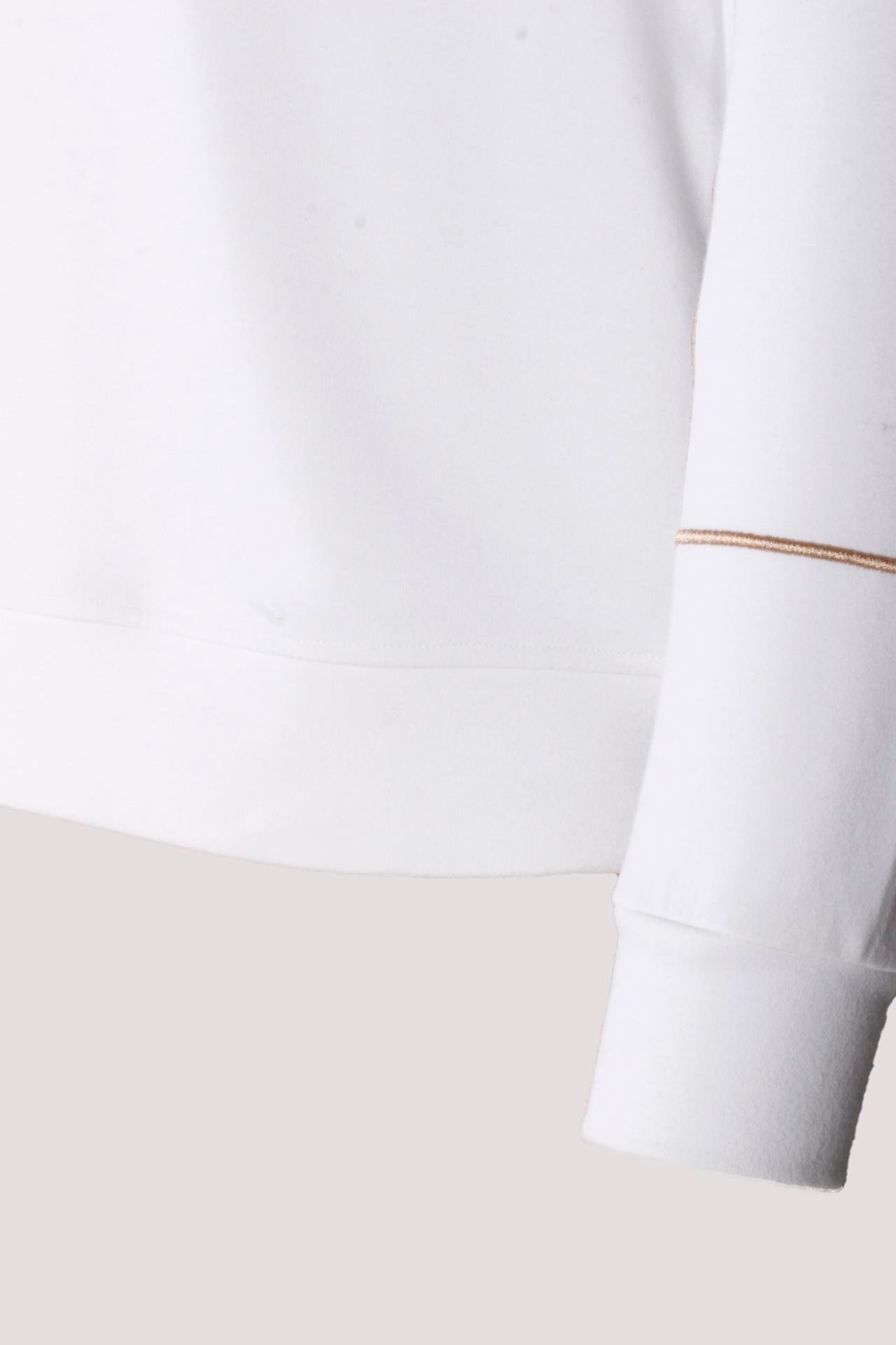 Erkek Sweatshirt Beyaz Bisiklet Yaka Relax Fit Nakış Detaylı Double Face Pamuk Sweat NCS JEANS 1618