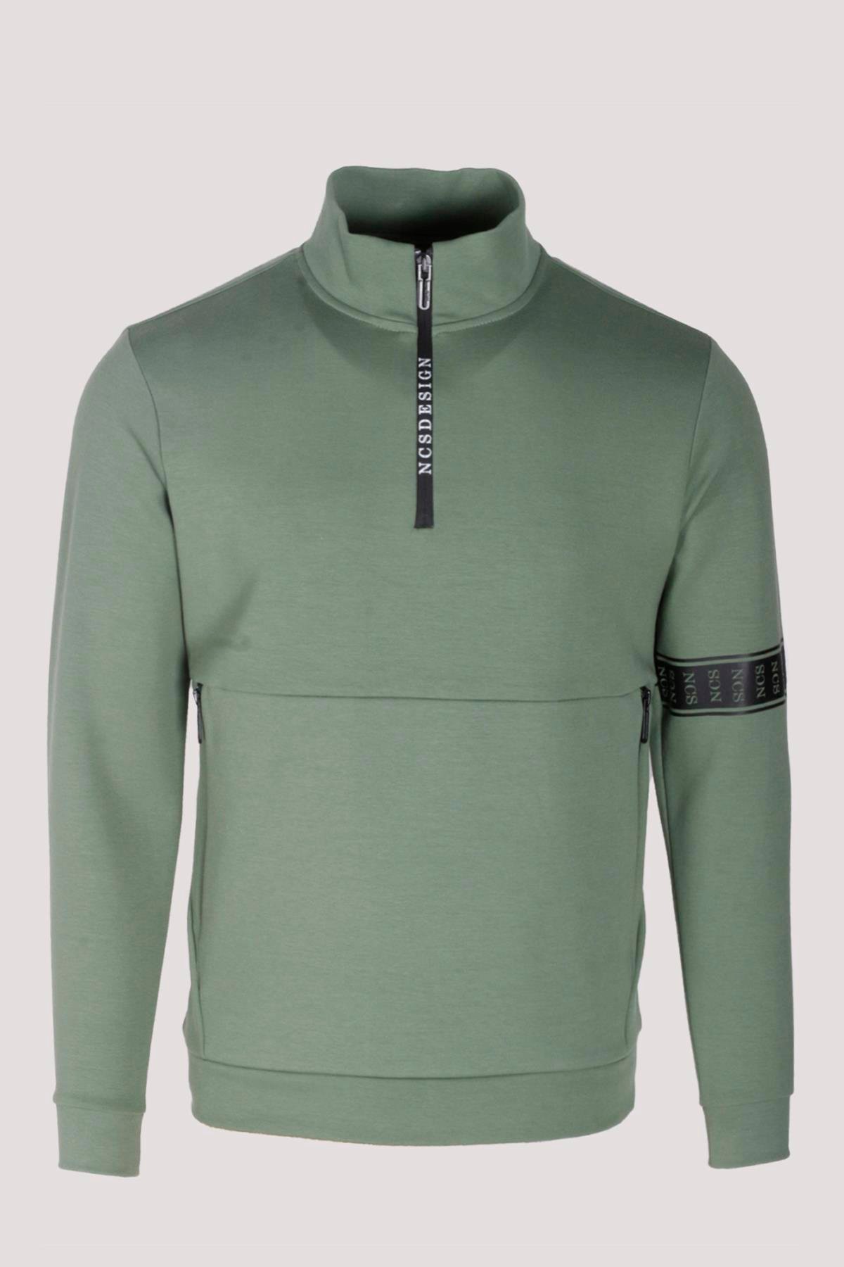 Erkek Sweatshirt Fermuarlı Dik Yakalı Double Face 2 Ön Cepli Relax Fit Çağla Sweat NCS JEANS 1651