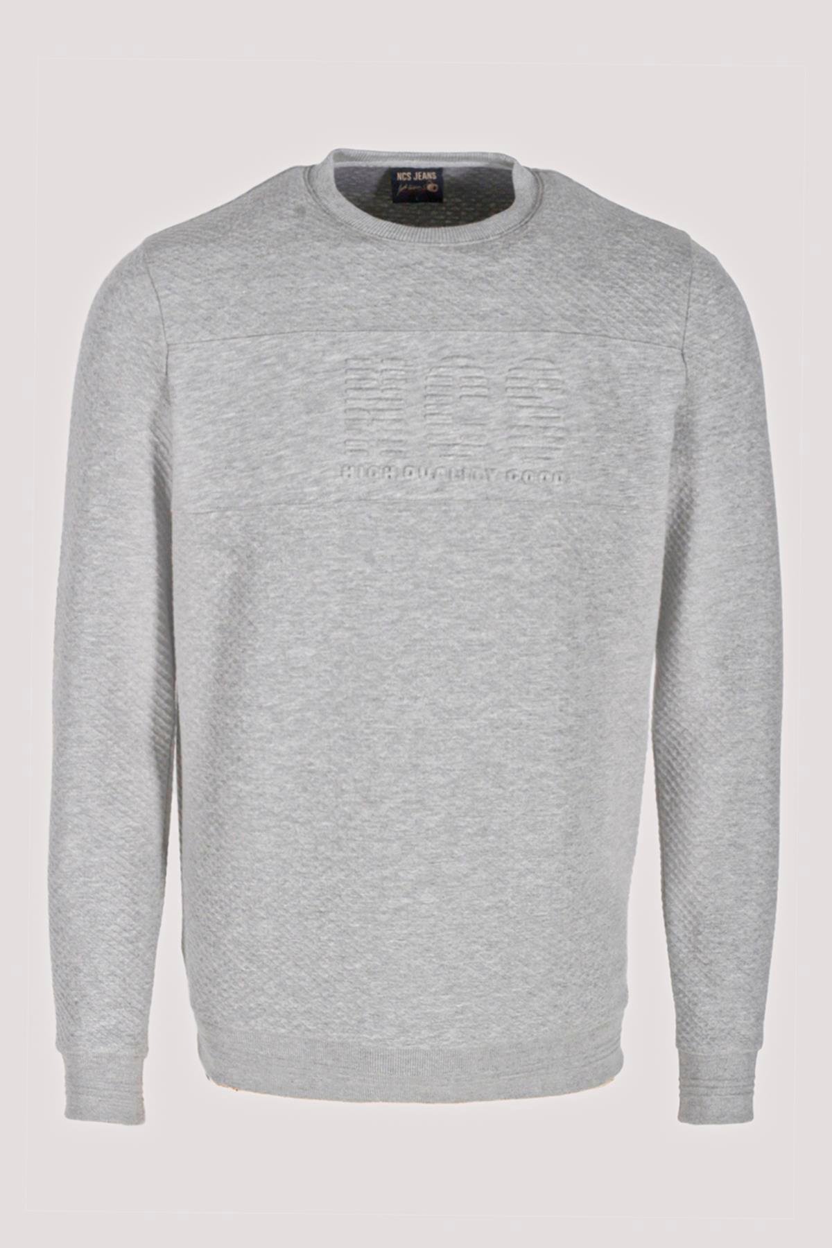 Erkek Sweatshirt Grimalnj Kabartma Baskılı Bisiklet Yaka Logo Detay Cotonel Kumaş Sweat NCS JEANS 1614