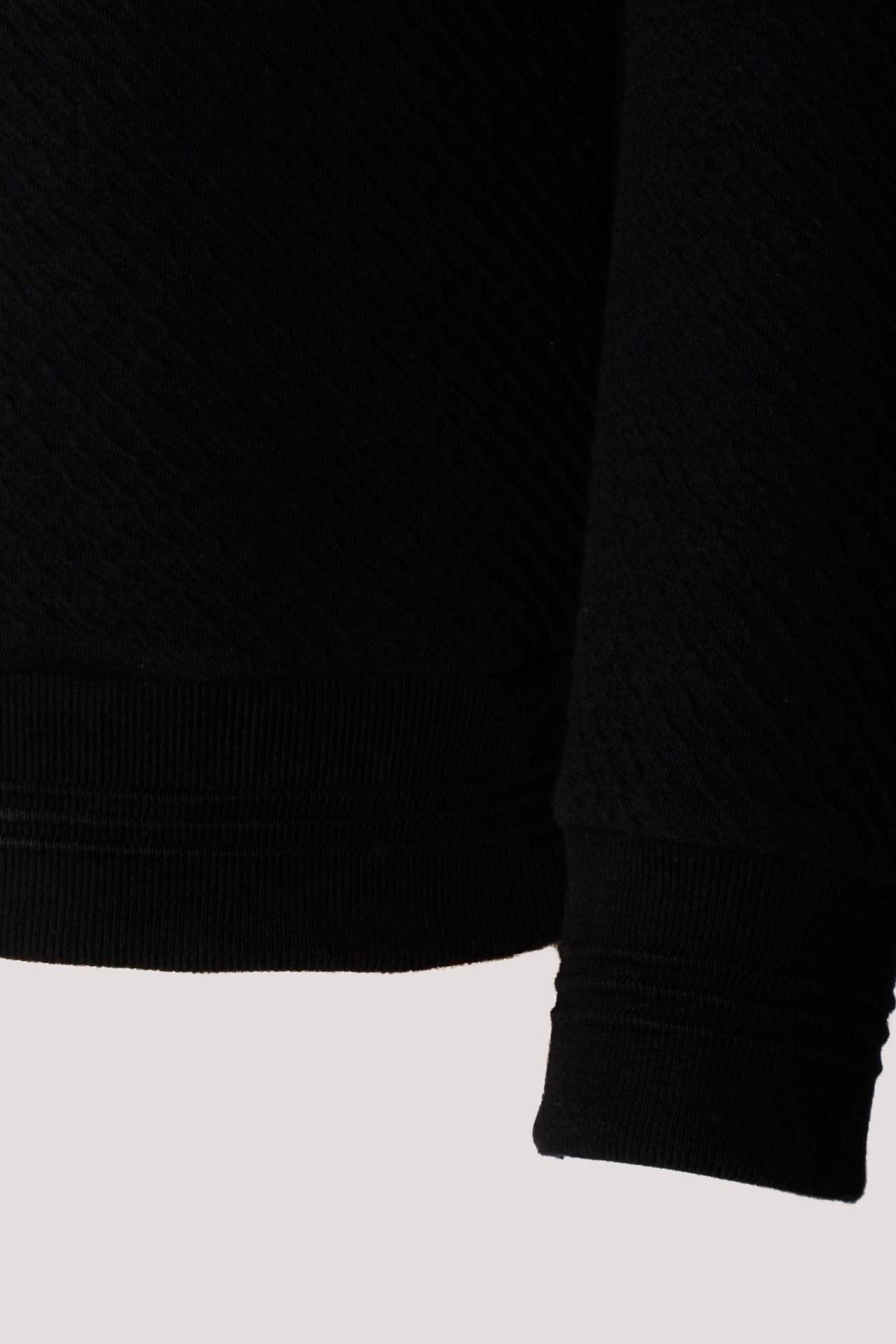 Erkek Sweatshirt Siyah Kabartma Baskılı Bisiklet Yaka Logo Detay Cotonel Kumaş Sweat NCS JEANS 1614