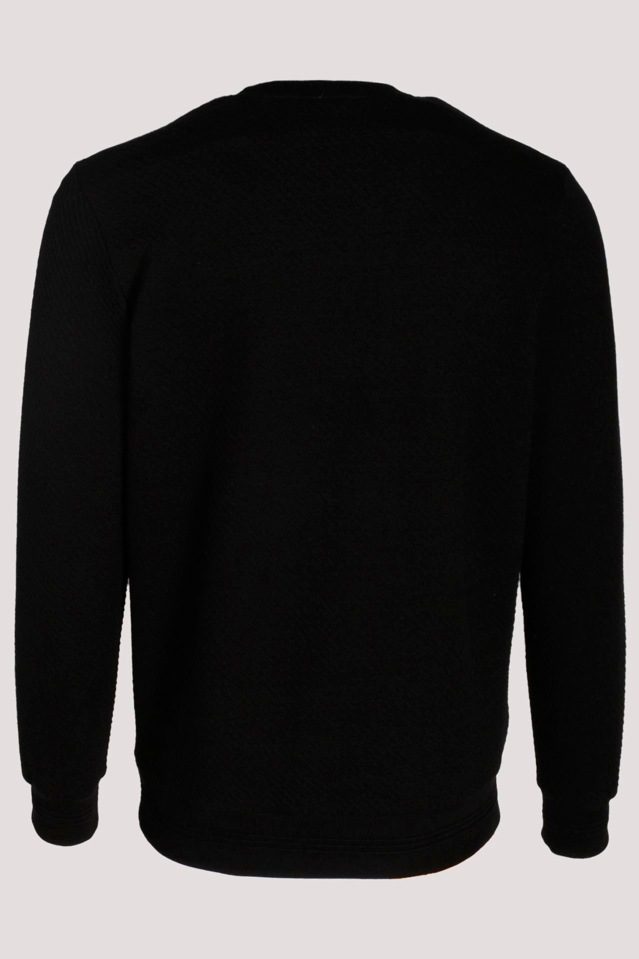 Erkek Sweatshirt Siyah Kabartma Baskılı Bisiklet Yaka Logo Detay Cotonel Kumaş Sweat NCS JEANS 1614