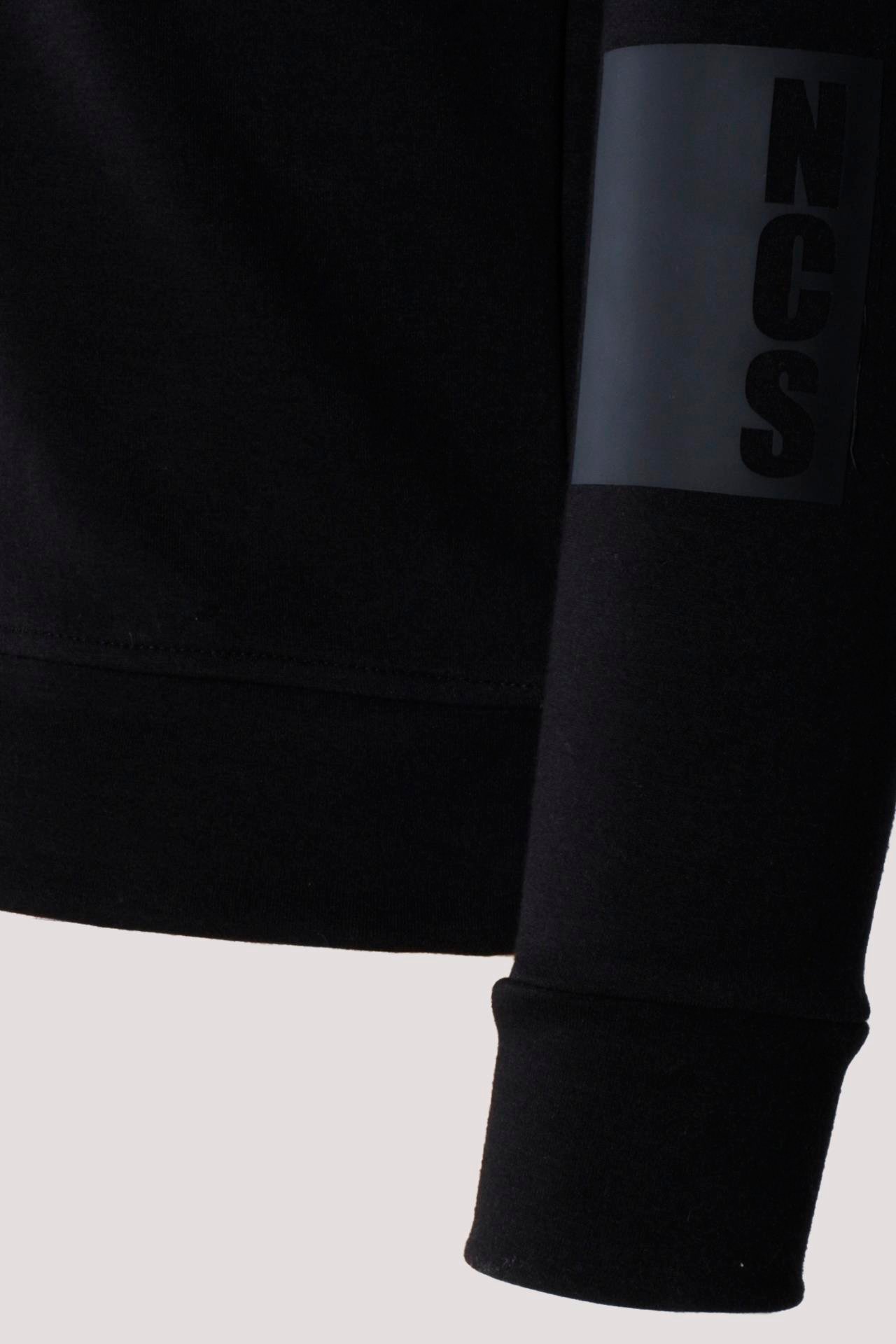 Erkek Sweatshirt Siyah Ön Cep Detaylı Relaxed Fit Double Face Crewneck NCS JEANS 1640