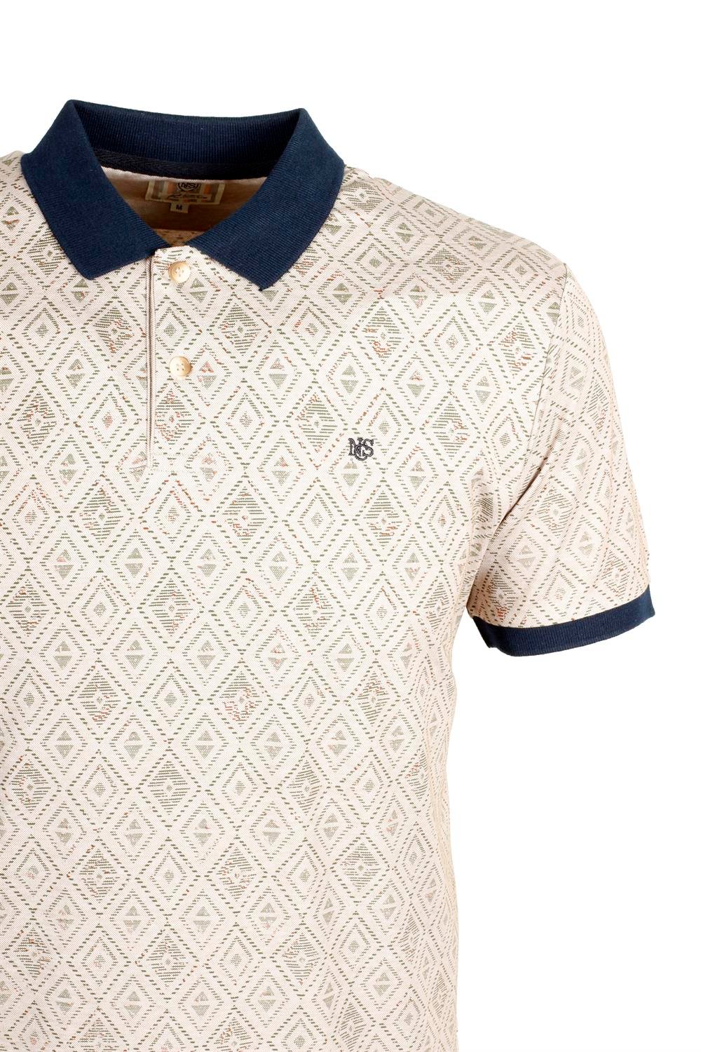 Erkek Taş Baskılı Slim Fit Dar Kesim Polo Yaka %100 Pamuk T-shirt Ncs Jeans 1989