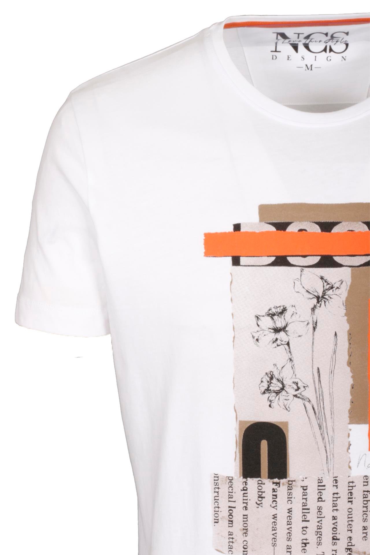 Erkek Tişört Bisiklet Yaka Beyaz %100 Pamuk Slim Fit Baskılı T-shirt NCS JEANS 1228