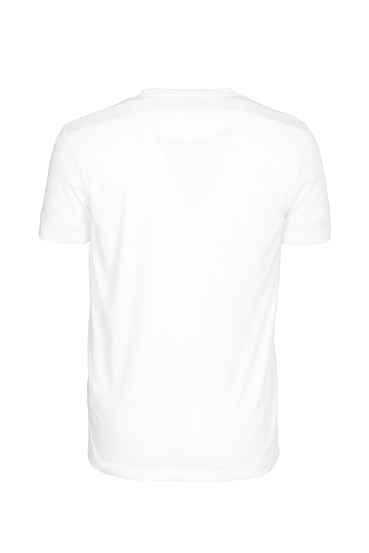 Erkek Tişört Bisiklet Yaka Beyaz %100 Pamuk Slim Fit Desenli T-shirt NCS JEANS 1203