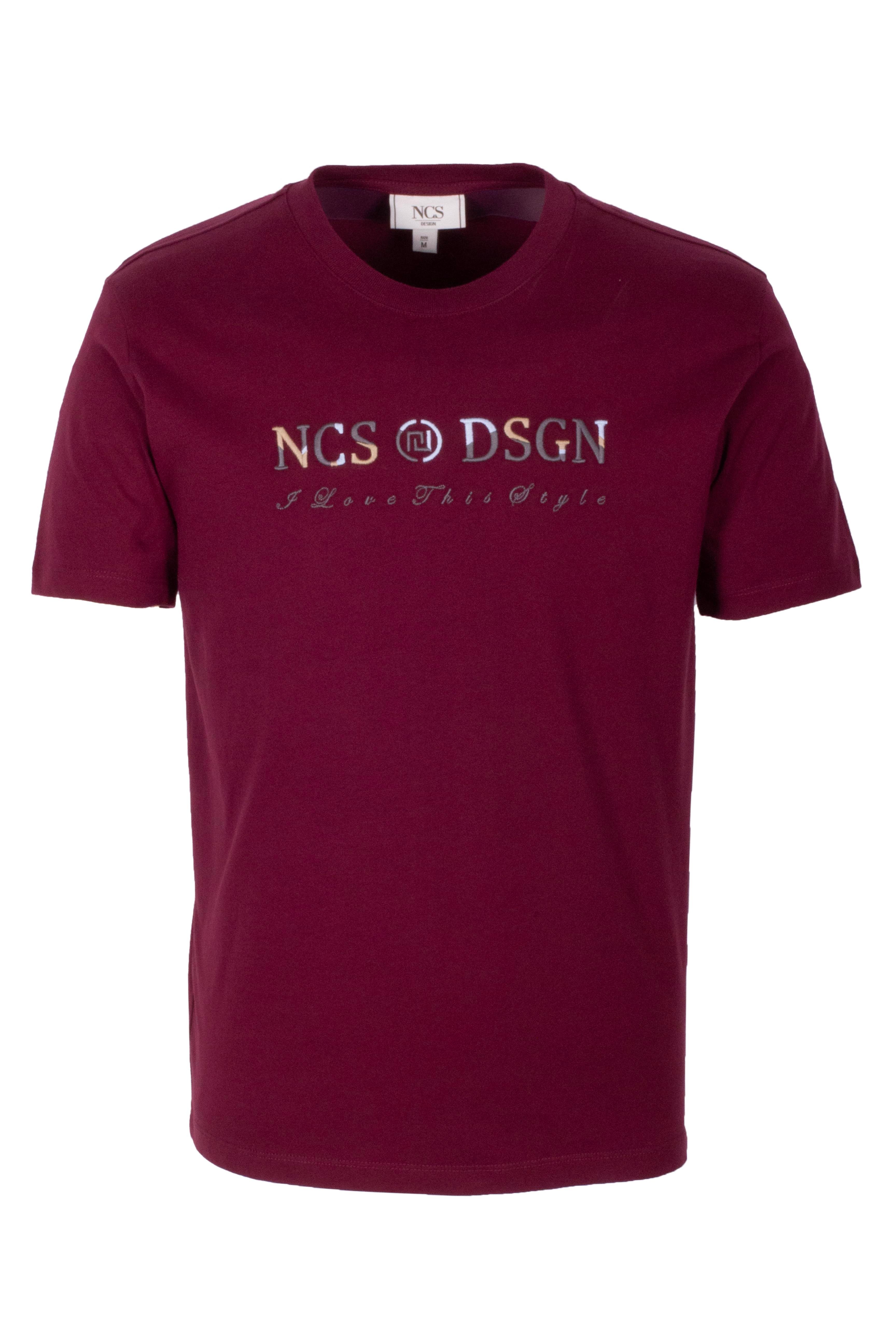 Erkek Tişört Bisiklet Yaka Bordo Slim Fit %100 Pamuk T-shirt NCS JEANS 1303