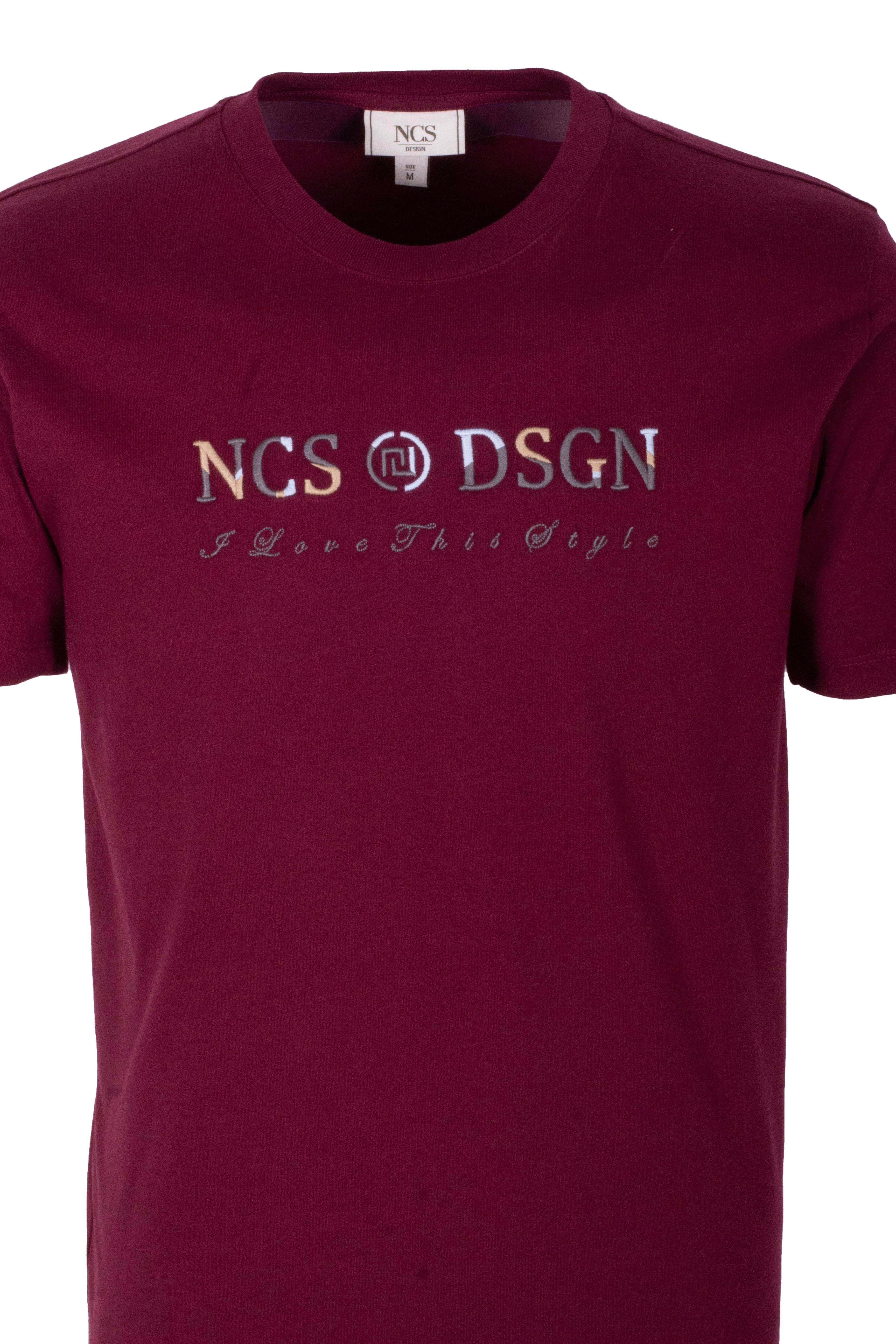 Erkek Tişört Bisiklet Yaka Bordo Slim Fit %100 Pamuk T-shirt NCS JEANS 1303