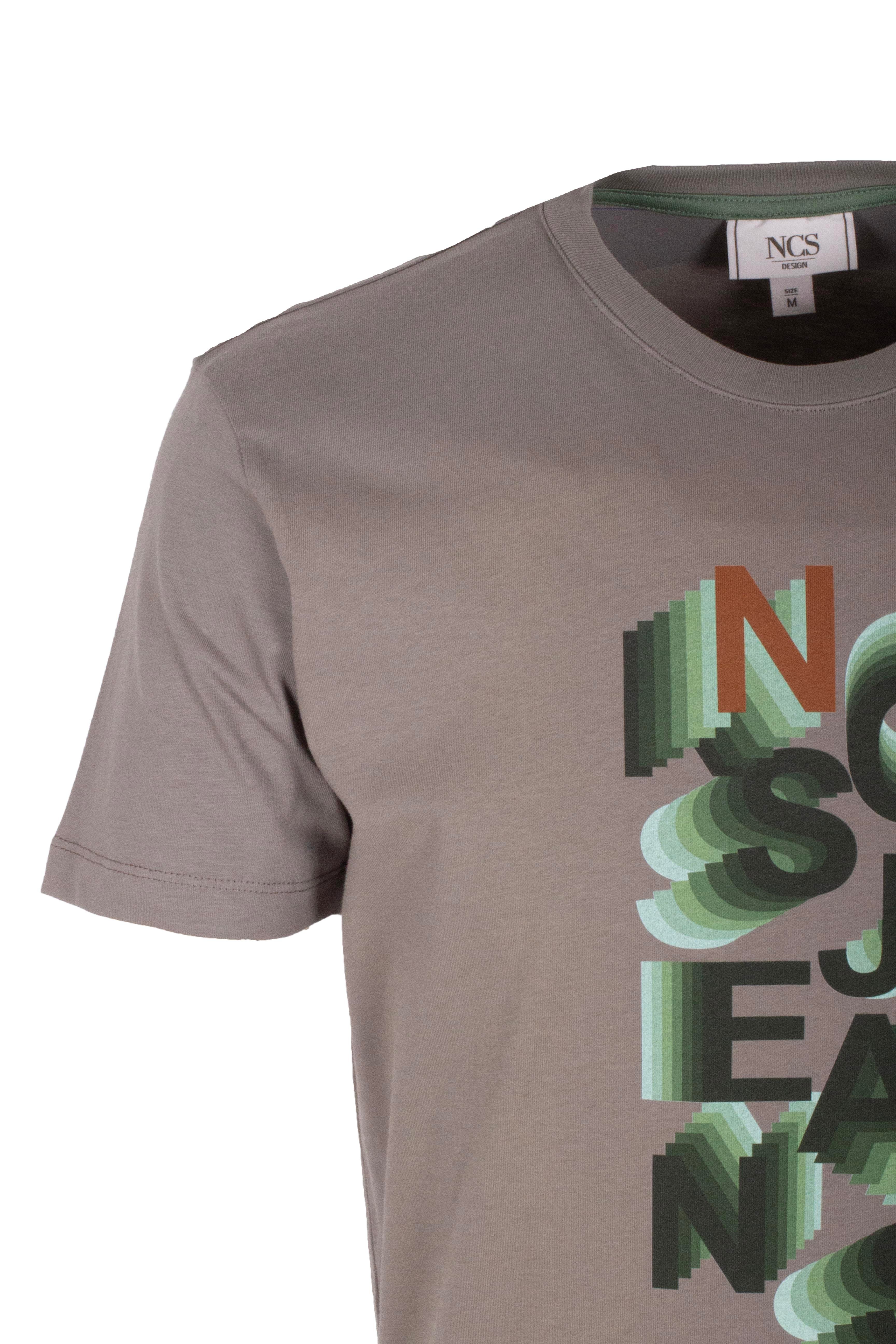 Erkek Tişört Bisiklet Yaka Haki Slim Fit %100 Pamuk T-shirt NCS JEANS 1308