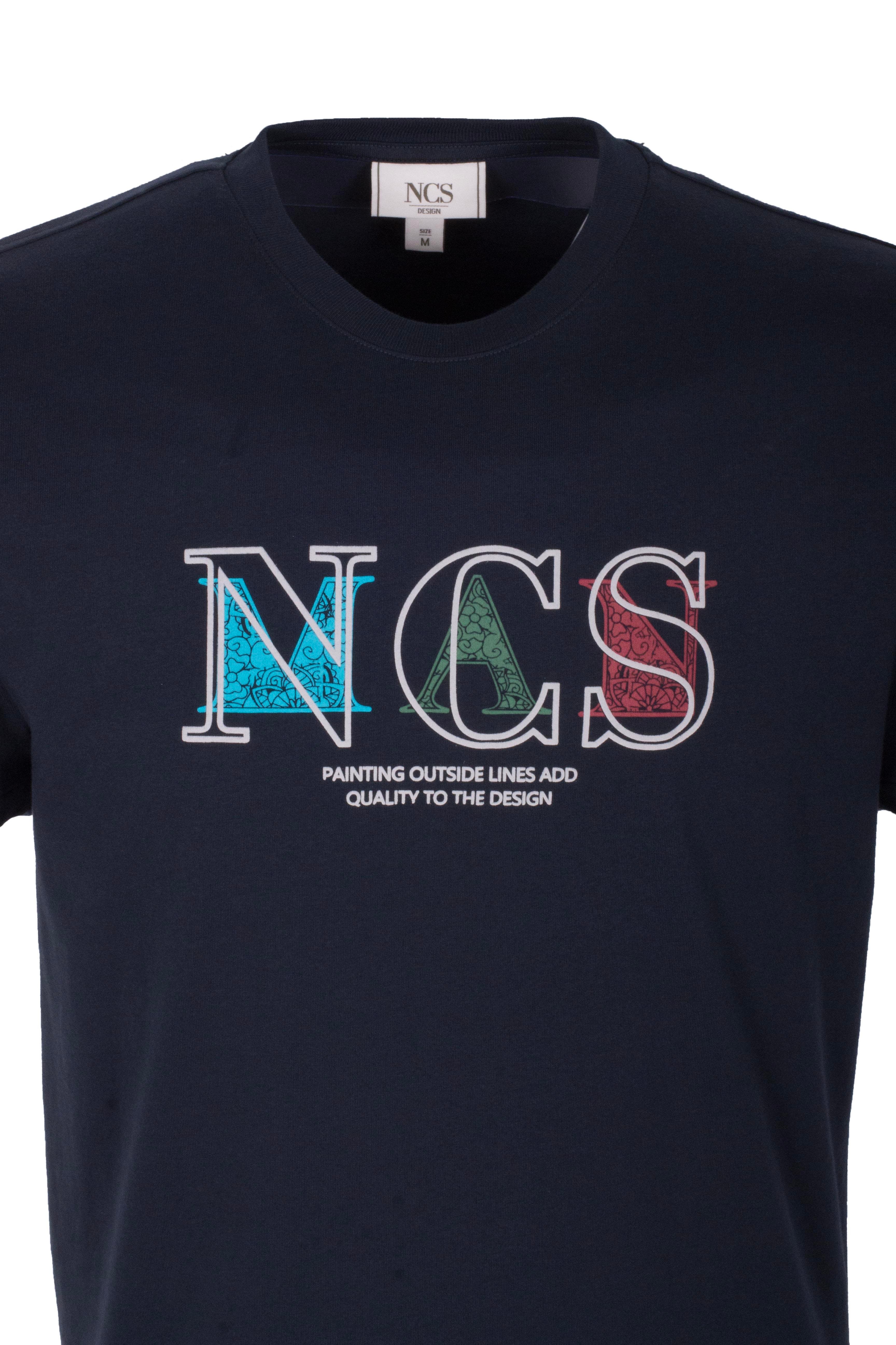 Erkek Tişört Bisiklet Yaka Lacivert Slim Fit Baskılı T-shirt NCS JEANS 1298