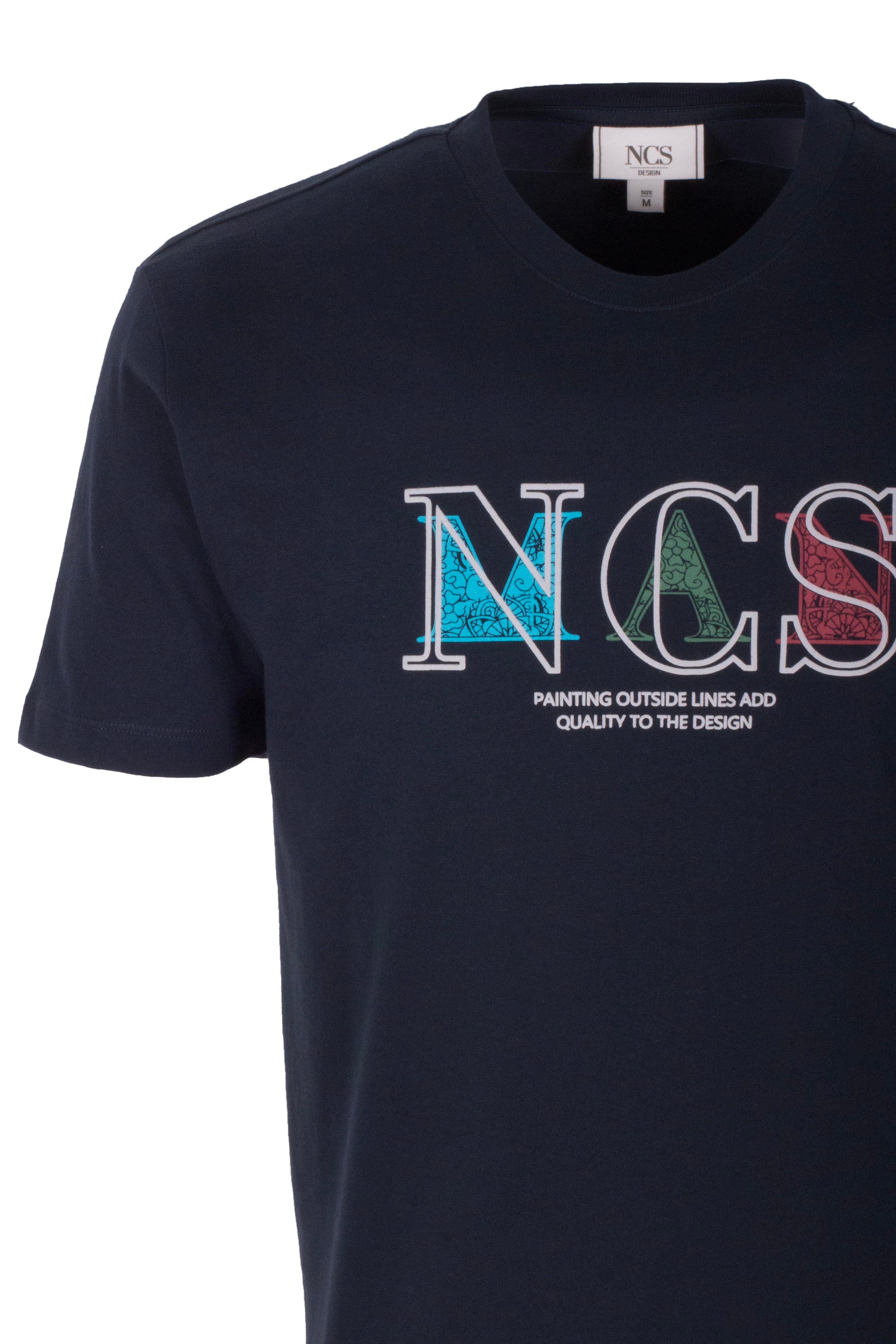 Erkek Tişört Bisiklet Yaka Lacivert Slim Fit Baskılı T-shirt NCS JEANS 1298