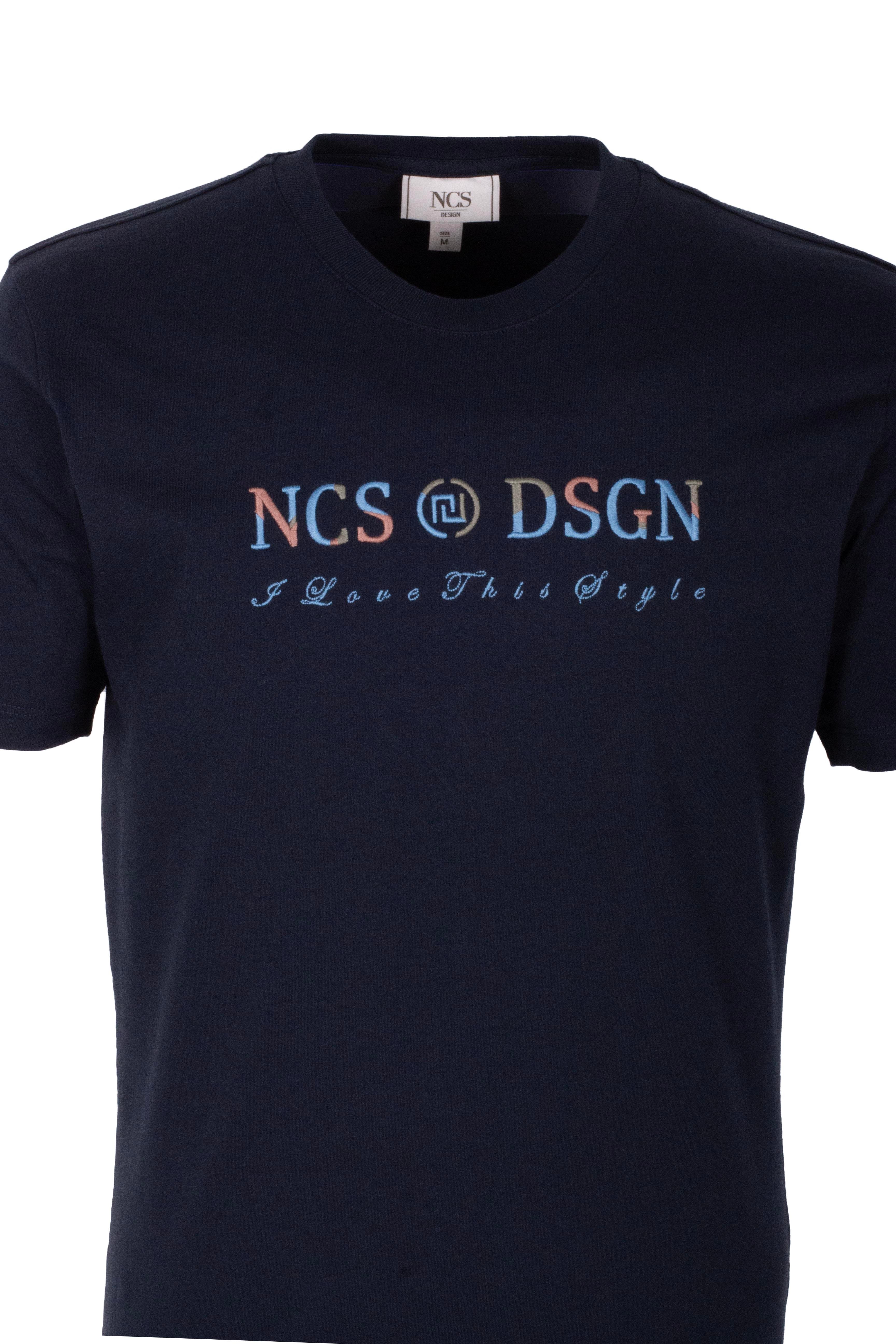Erkek Tişört Bisiklet Yaka Lacivert Slim Fit %100 Pamuk T-shirt NCS JEANS 1303