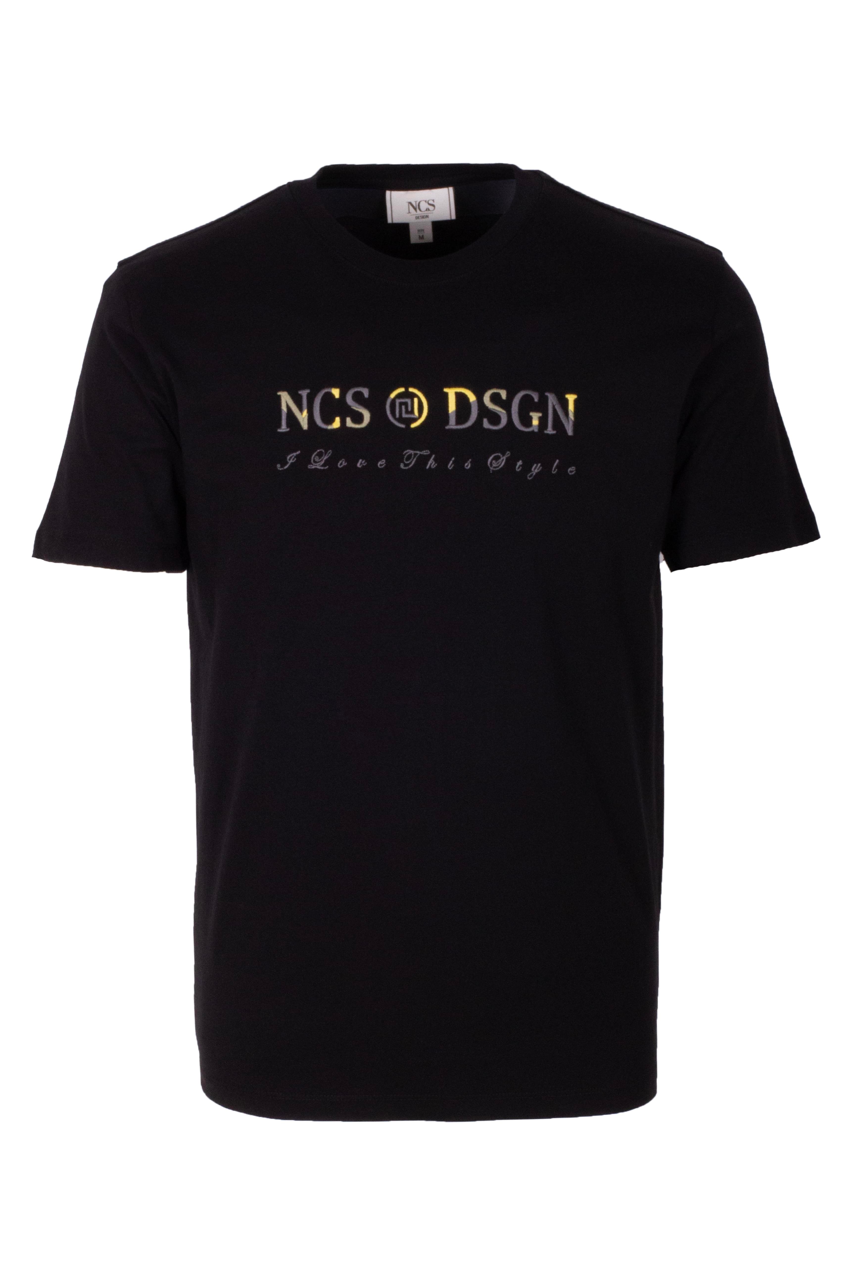 Erkek Tişört Bisiklet Yaka Siyah Slim Fit %100 Pamuk T-shirt NCS JEANS 1303