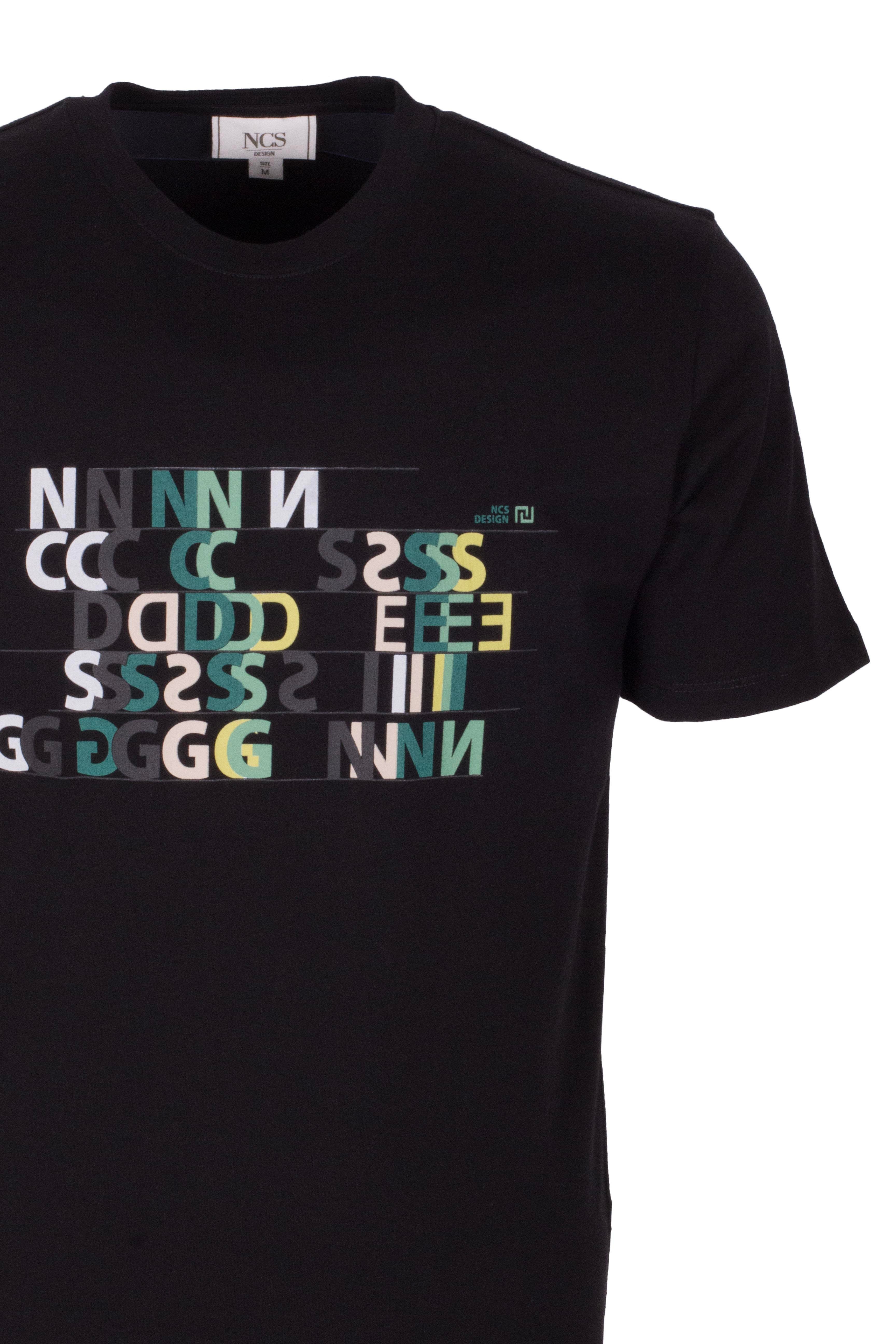 Erkek Tişört Bisiklet Yaka Siyah Slim Fit Baskılı T-shirt NCS JEANS 1295