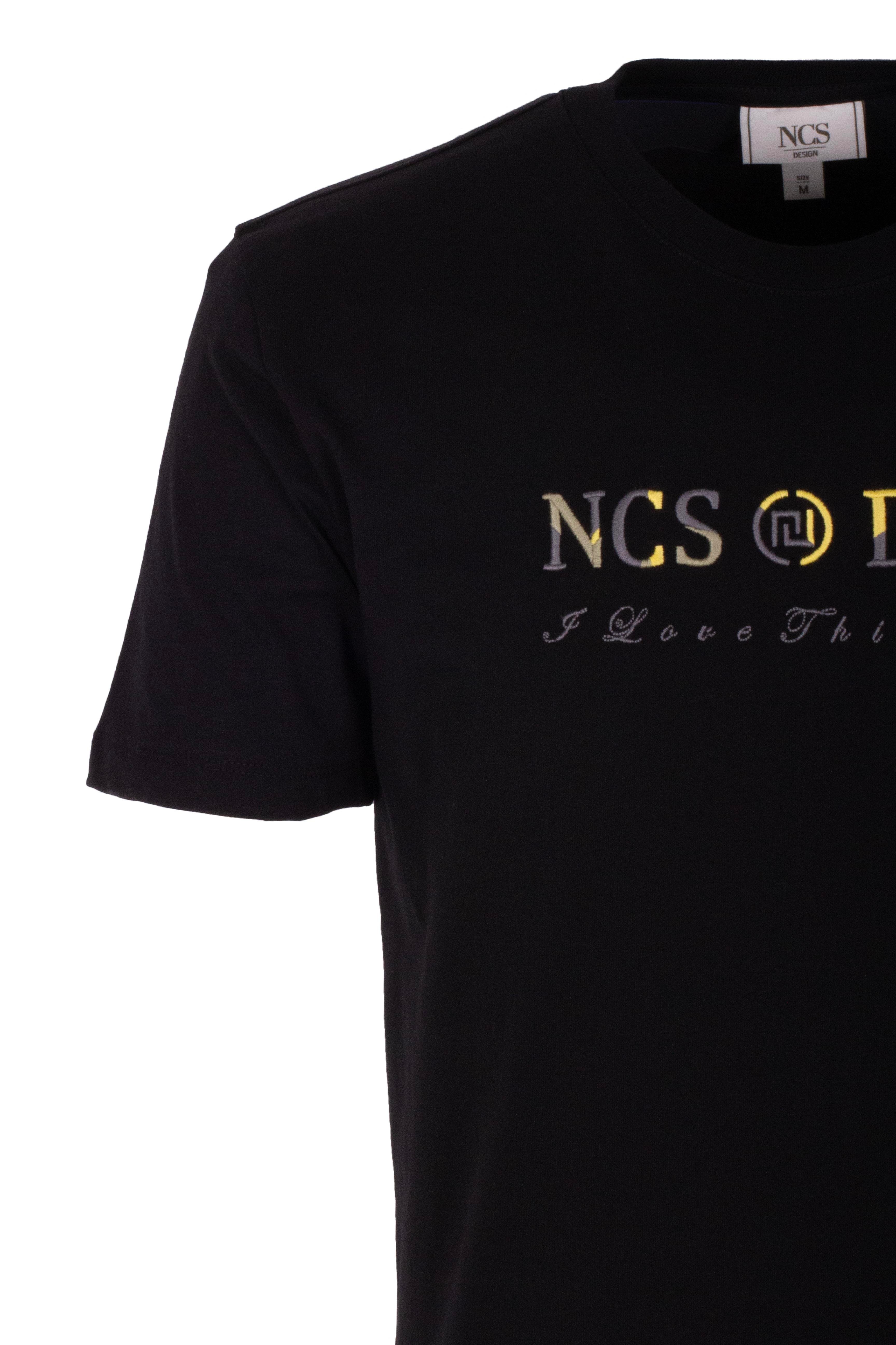 Erkek Tişört Bisiklet Yaka Siyah Slim Fit %100 Pamuk T-shirt NCS JEANS 1303