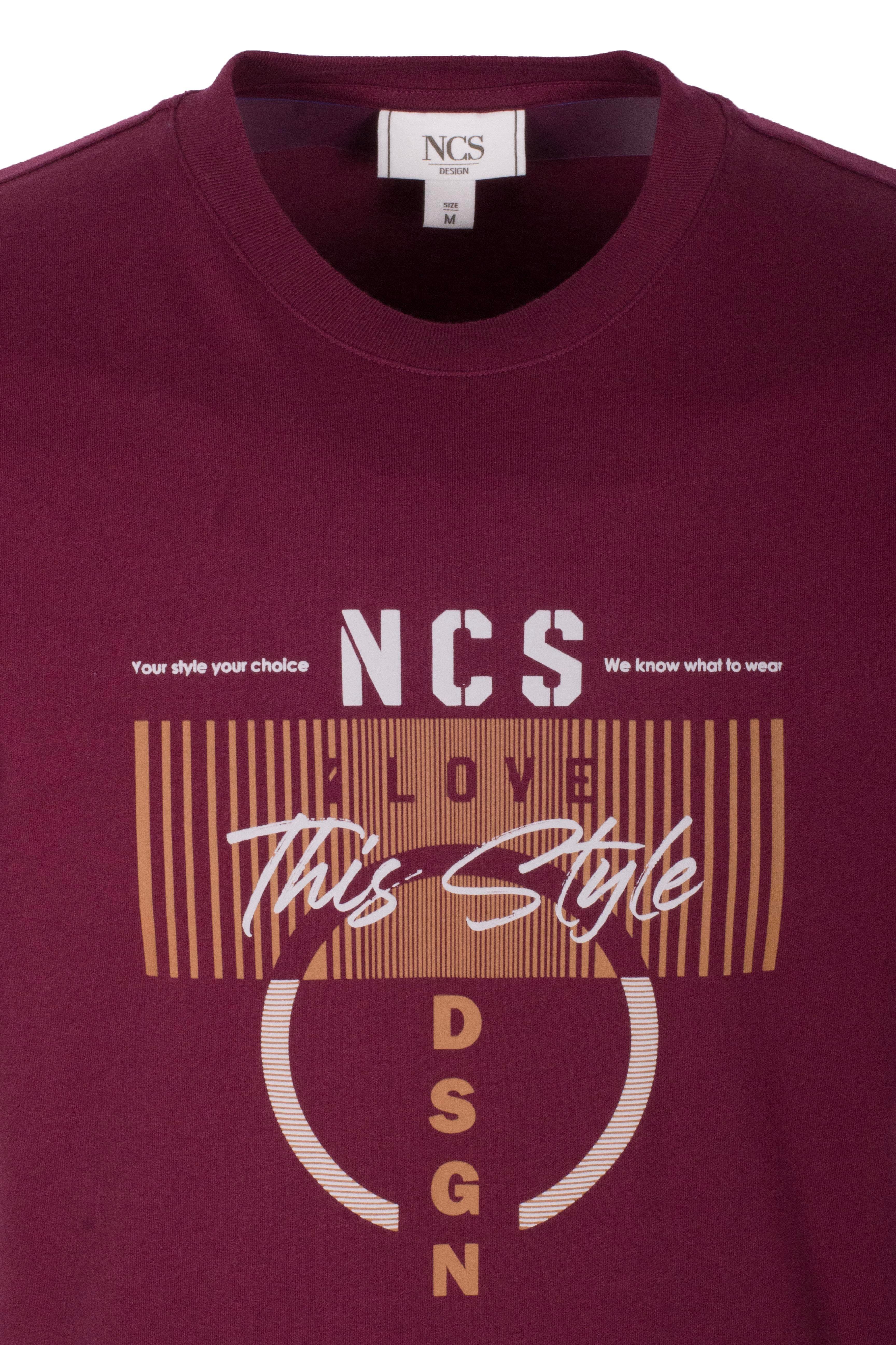 Erkek Tişört Bisiklet Yaka Slim Fit Bordo %100 Pamuk Baskılı T-shirt NCS JEANS 1300