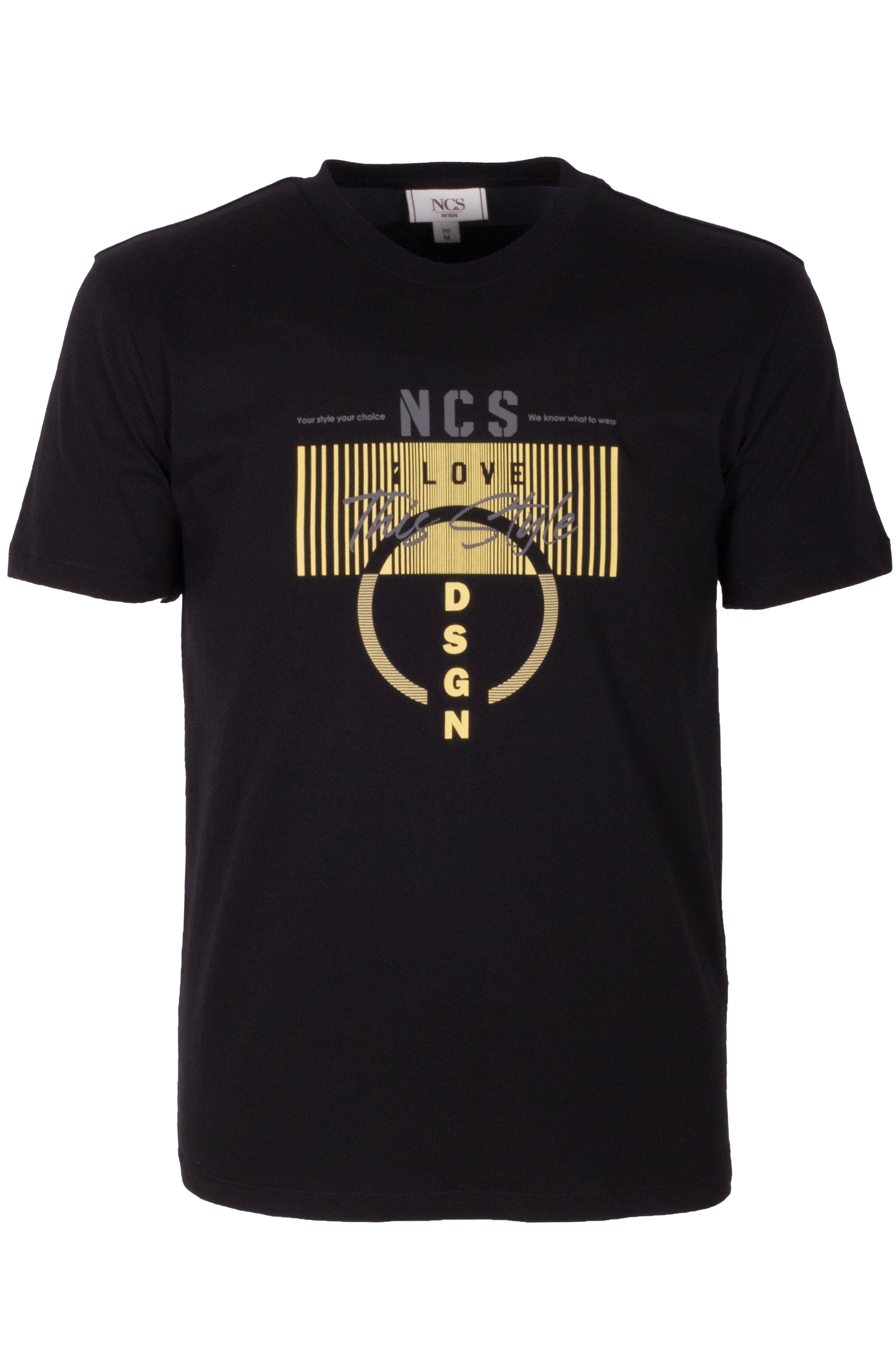 Erkek Tişört Bisiklet Yaka Slim Fit Siyah %100 Pamuk Baskılı T-shirt NCS JEANS 1300