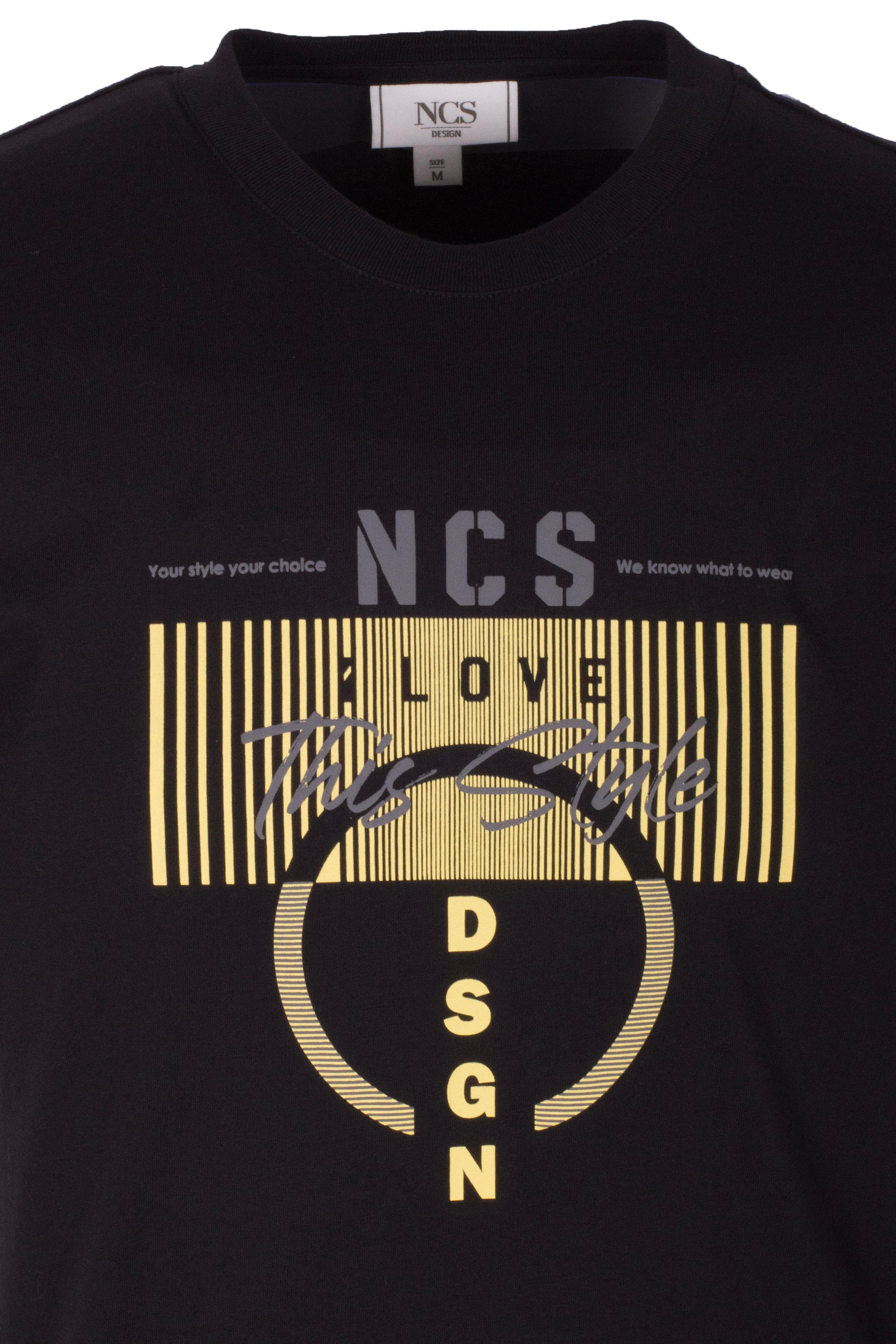 Erkek Tişört Bisiklet Yaka Slim Fit Siyah %100 Pamuk Baskılı T-shirt NCS JEANS 1300