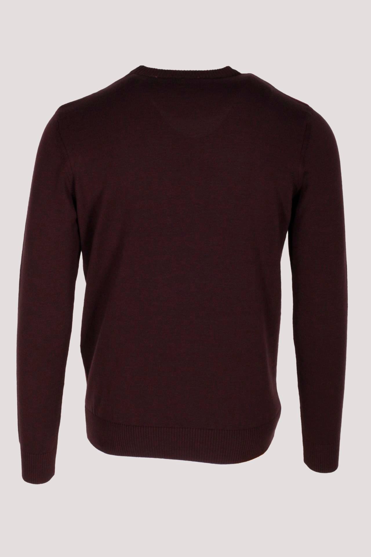 Erkek Triko Bordo Bisiklet Yaka Baklava Desenli Slim Fit Pamuklu Kazak NCS JEANS 3727