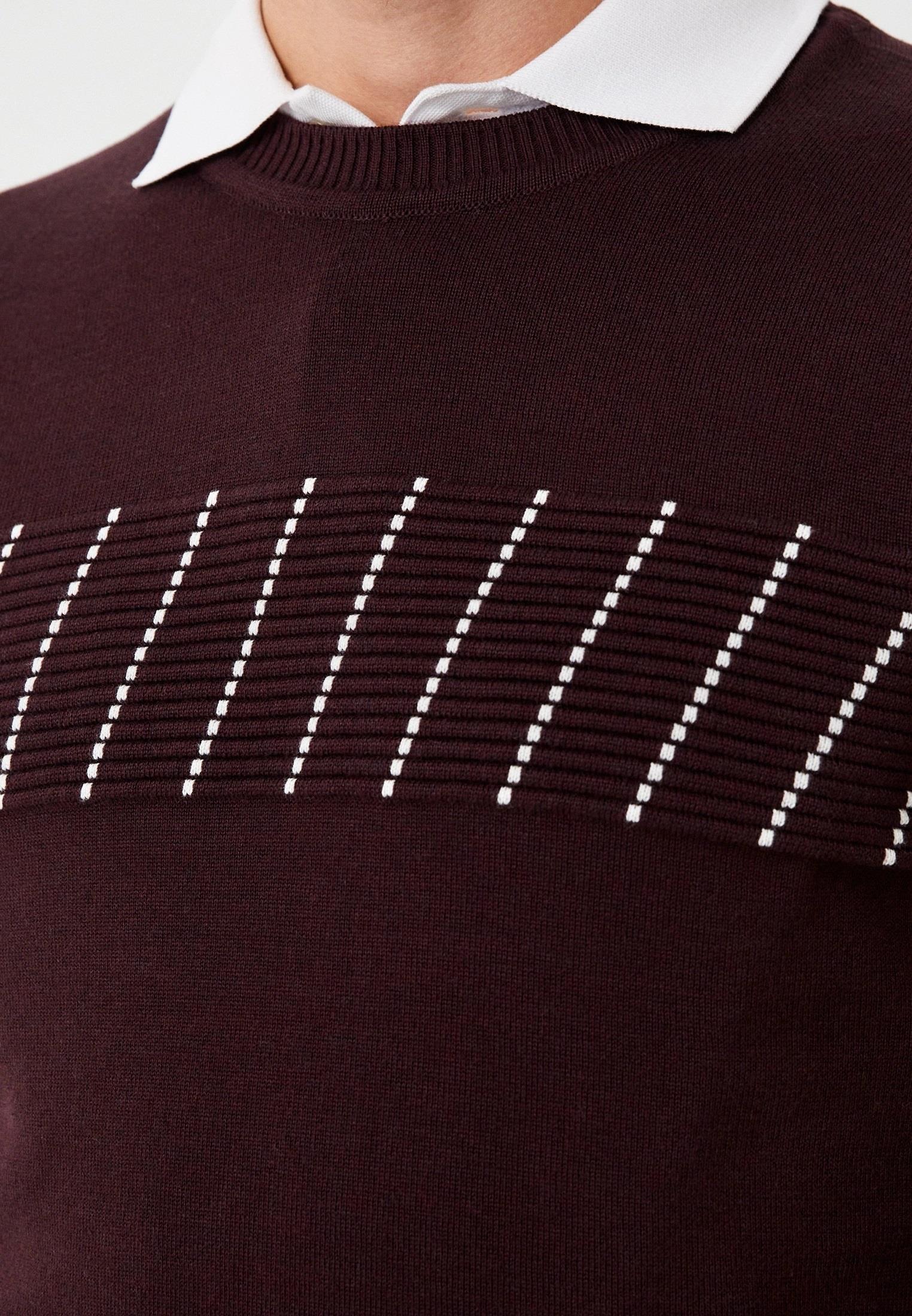 Erkek Triko Bordo Bisiklet Yaka Desenli Slim Fit Pamuklu Kazak NCS JEANS 3725