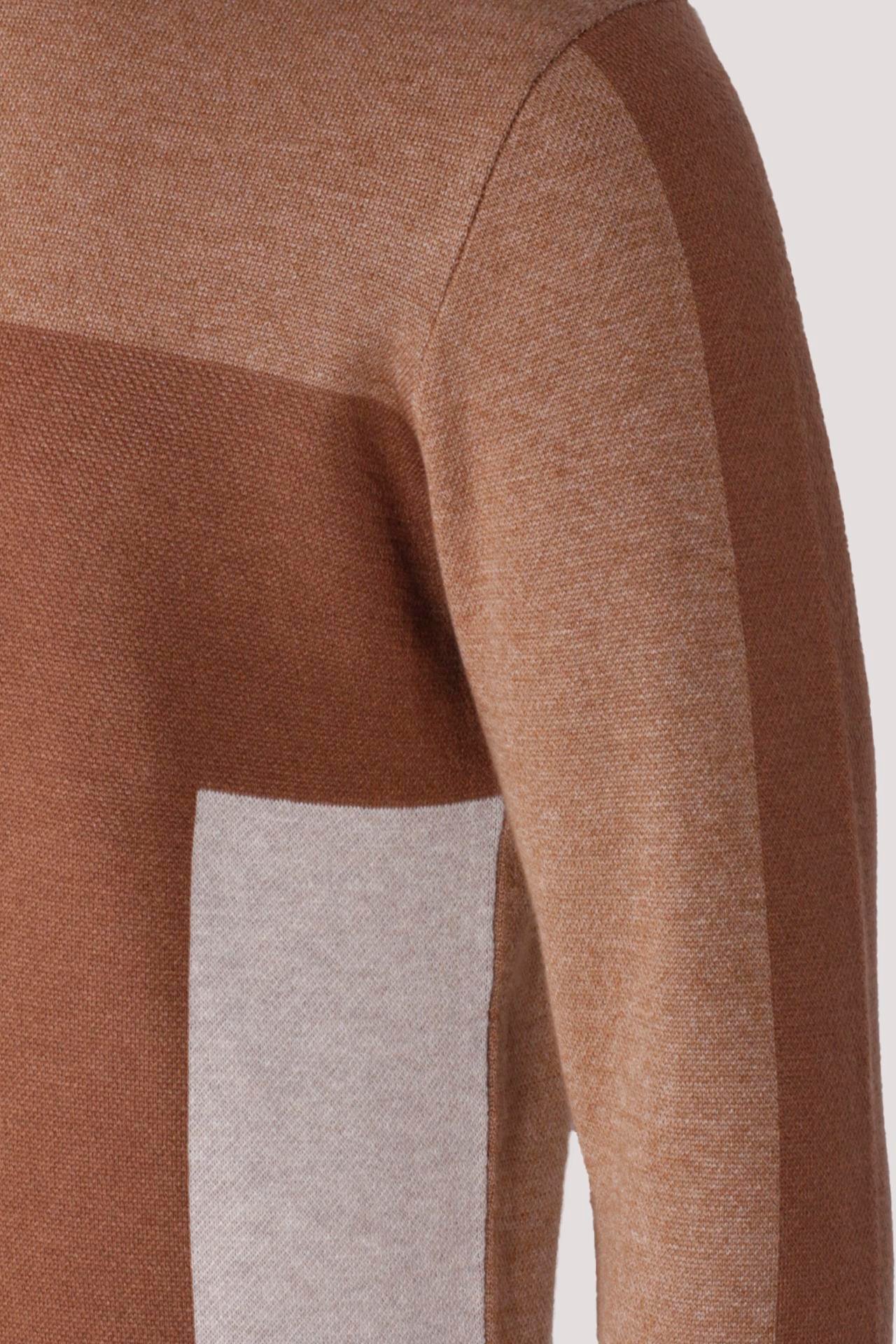 Erkek Triko Camel Bisiklet Yaka Desenli Slim Fit Pamuklu Kazak NCS JEANS 3740